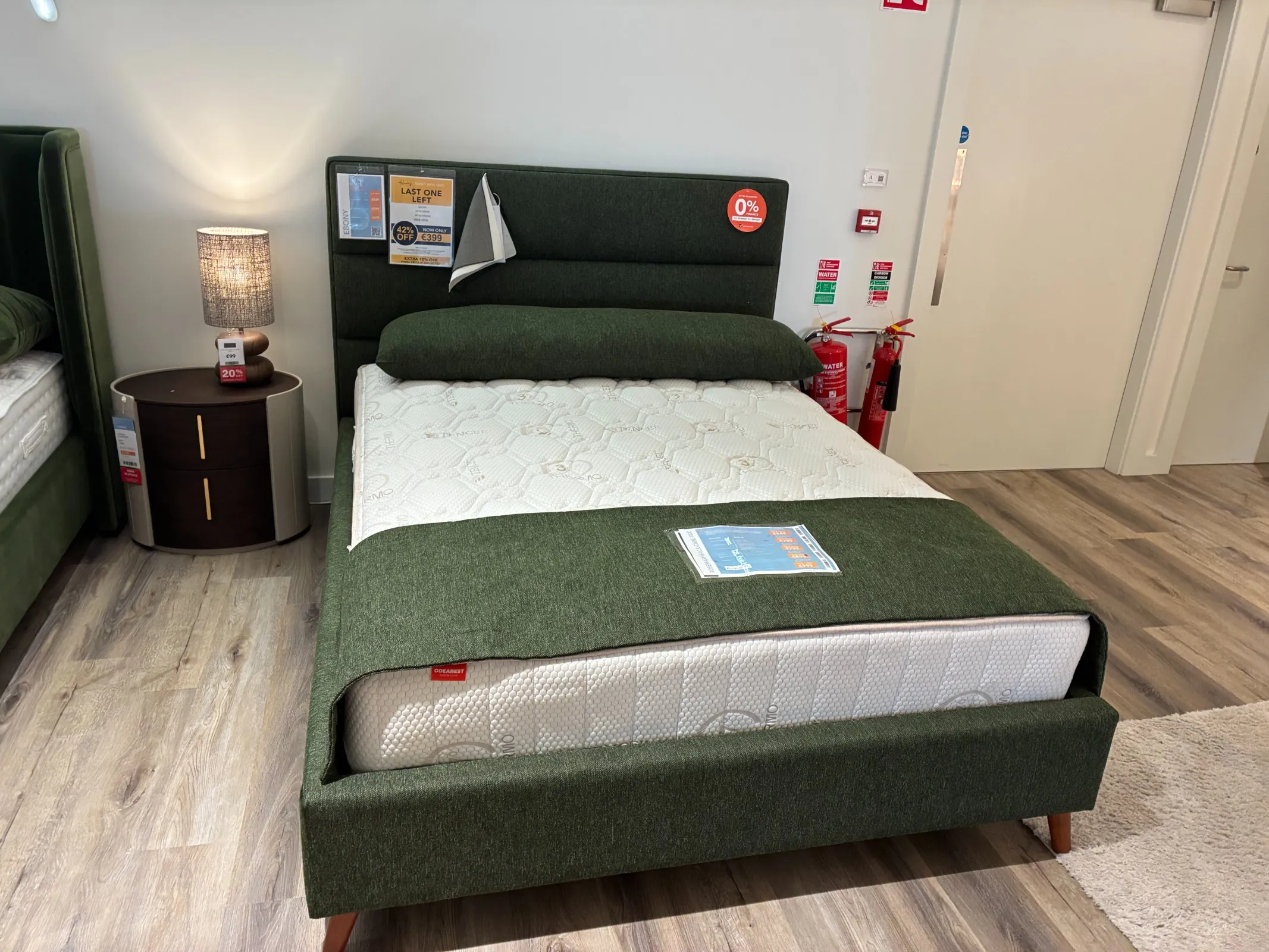 Ebony King Size (5ft ) Green Fabric Bed Frame (Carlow Floor Model)