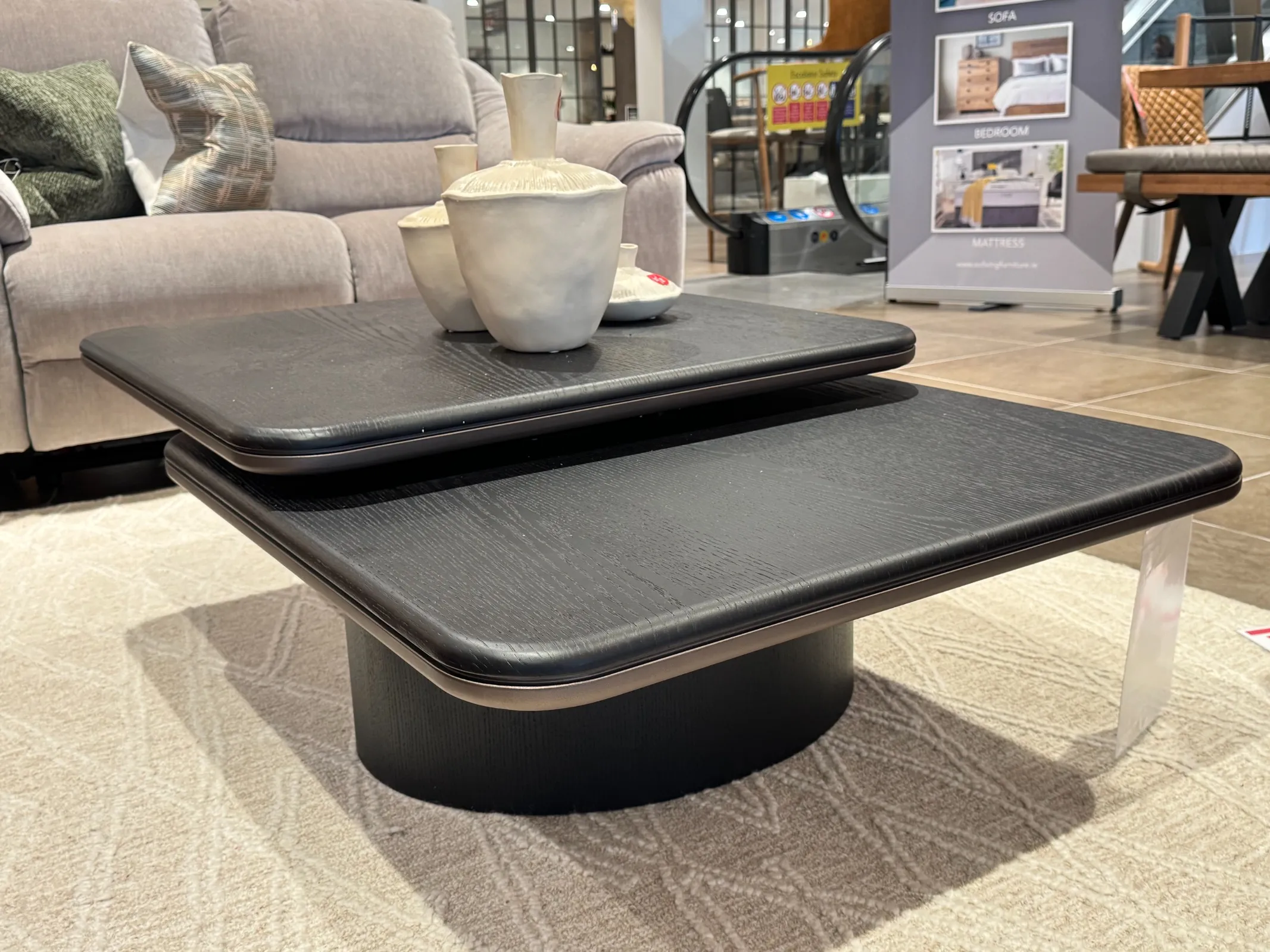 Ellen Black 2 Tier Rotating Coffee Table (Tallaght Floor Model)