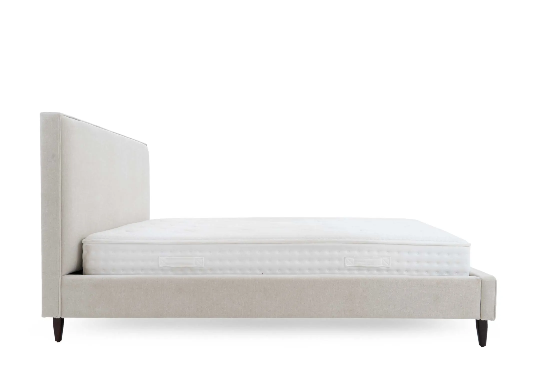 A dimension image of the Emilia bedframe with 168cm x 224cm