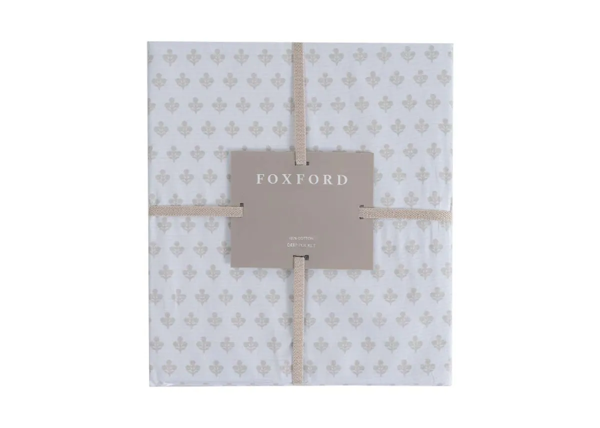 Single (3ft) Beige & White Fitted Sheet - Mia by Foxford