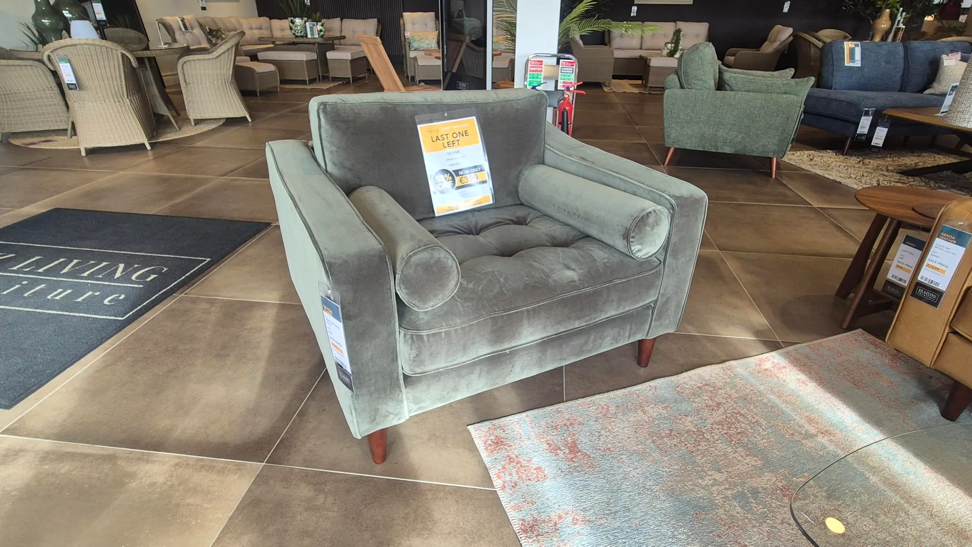Genoa Green Velvet Armchair (Castlebar Floor Model)