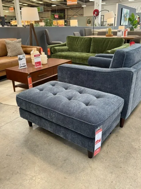 Genoa Blue Fabric Footstool (Tullamore floor Model)