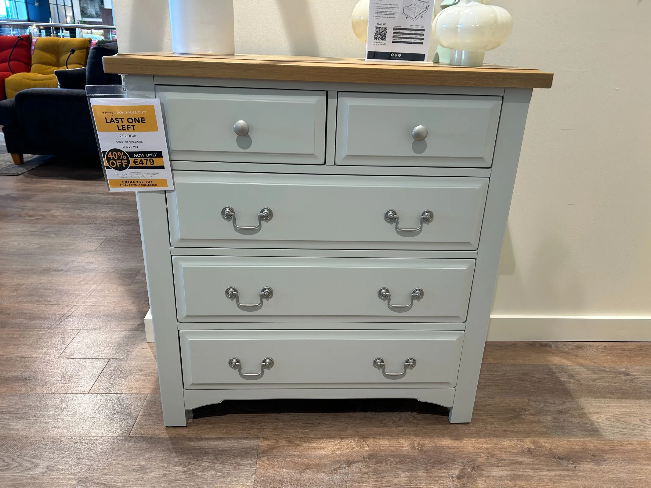 Georgia Five Drawer Grey Chest (Waterford Floor Model)
