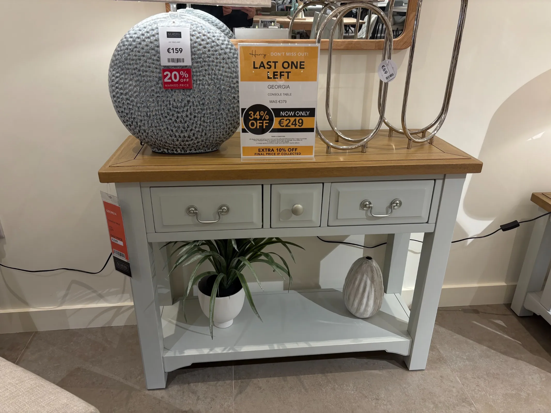 Georgia Three Drawer Grey Console Table (Malahide Rd Floor Model)