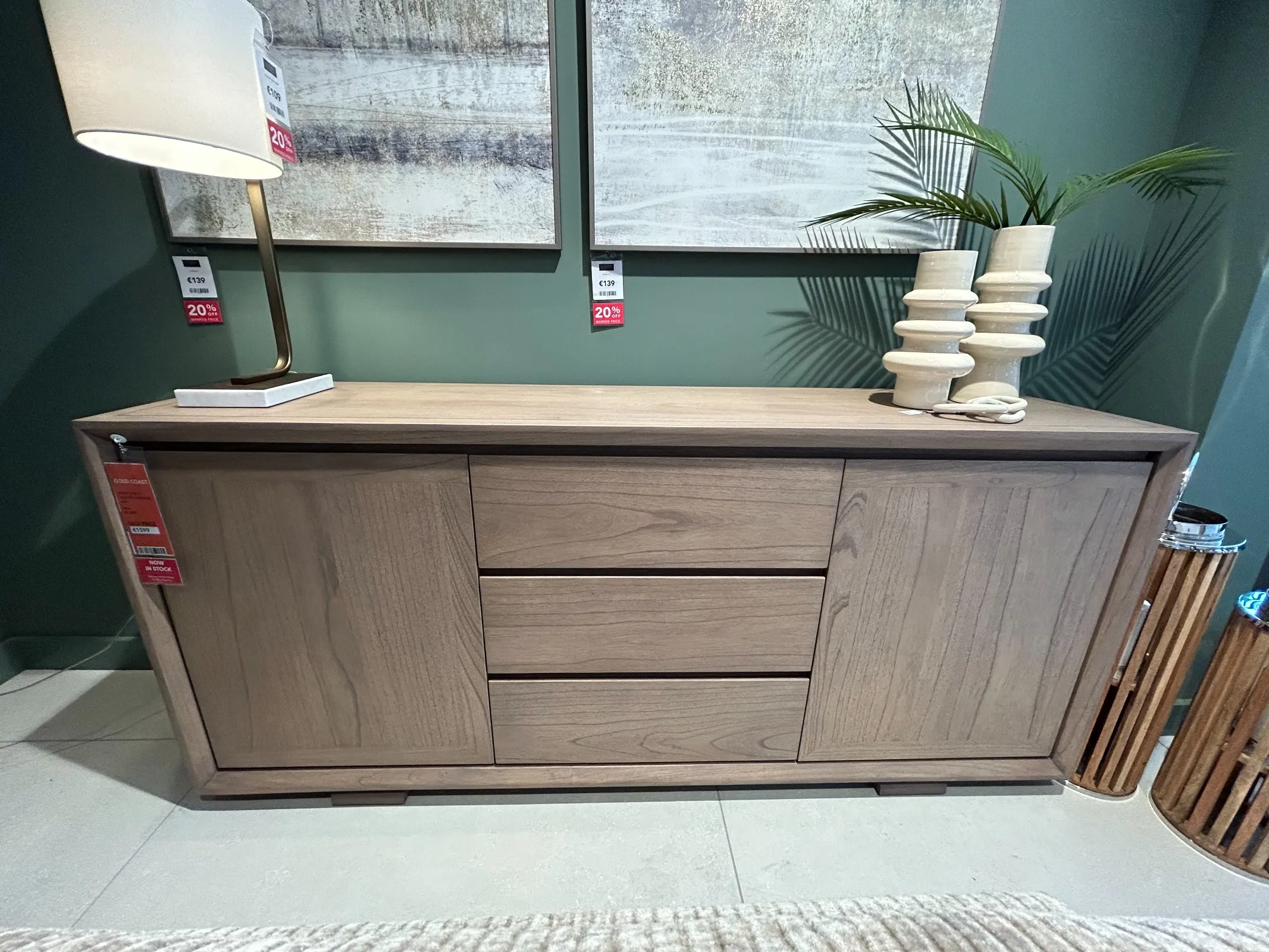 Gold Coast 2 Door 3 Drawer Vintage Wood Sideboard (Waterford Floor Model)