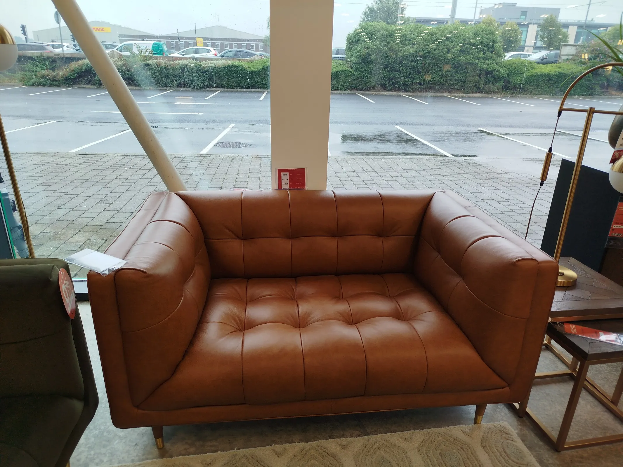 Grace 2 Seater Tan Leather Sofa (Naas Road Floor Model)
