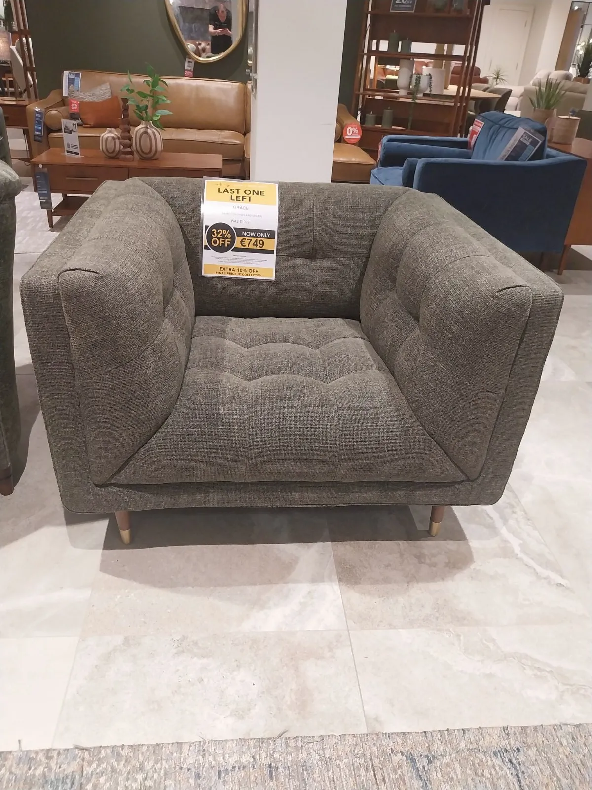 Grace Green Fabric Armchair (Galway Floor Model)