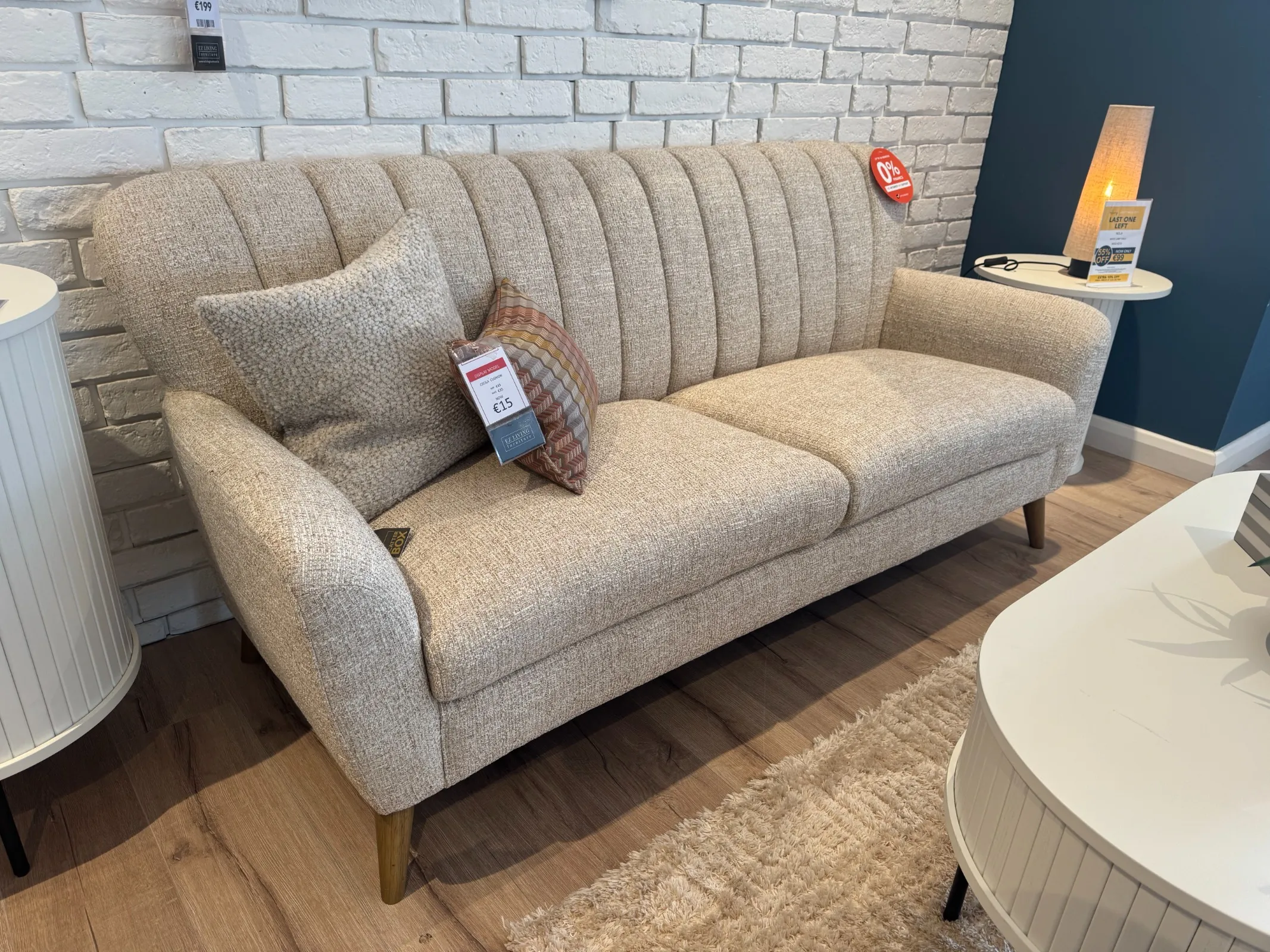 Harper 3 Seater Beige Fabric Sofa (Tallaght Floor Model)