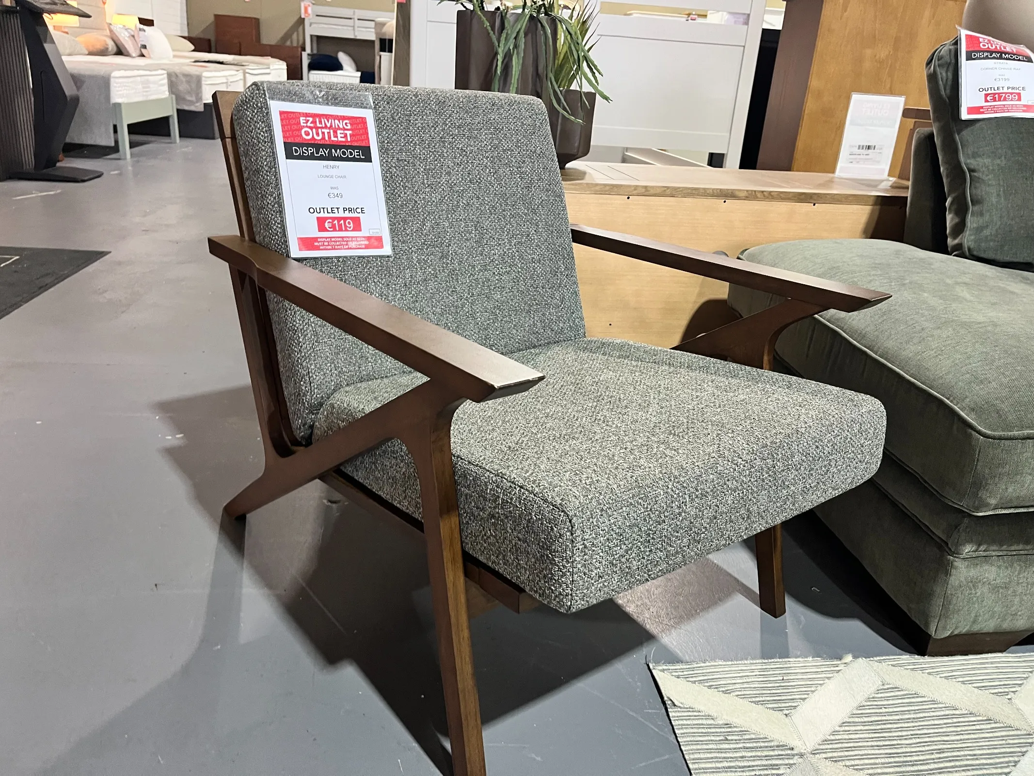 Henry Grey Fabric Lounge Chair (Ashbourne Floor Model)