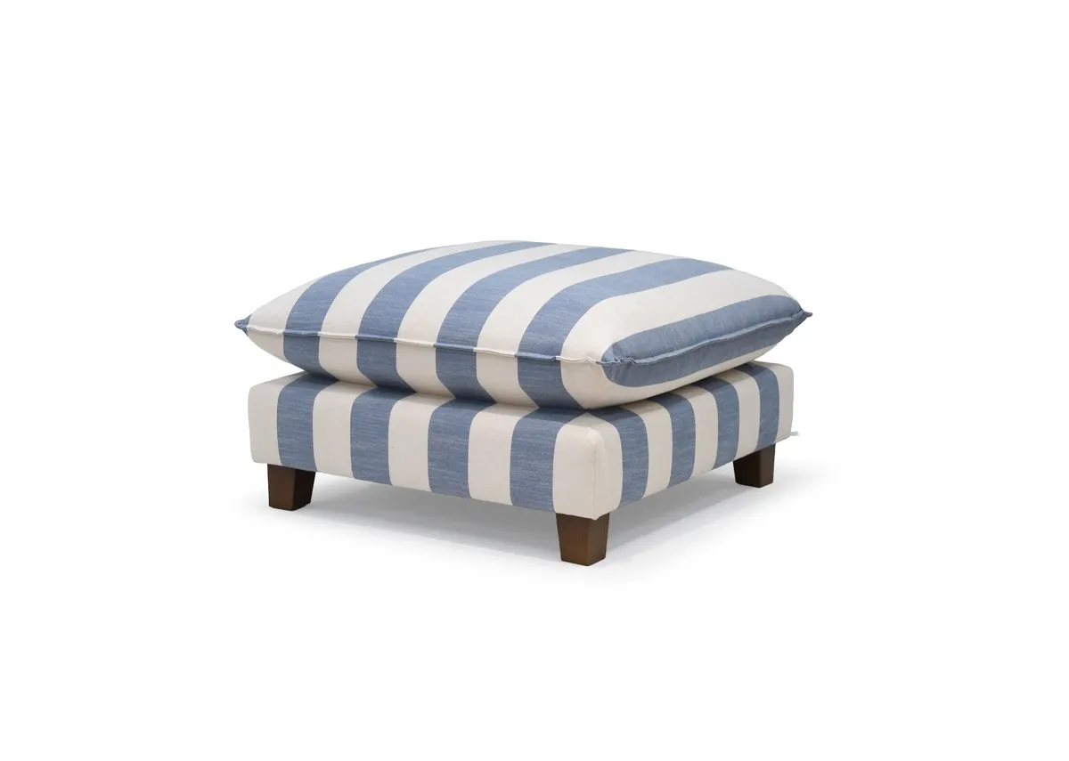 Blue & White Stripe Fabric Footstool - Howth By Vogue
