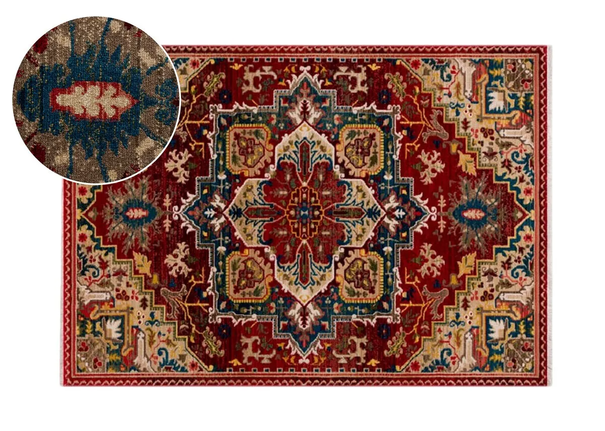 Red Print 120cm x 170cm Small Rug - Kashan