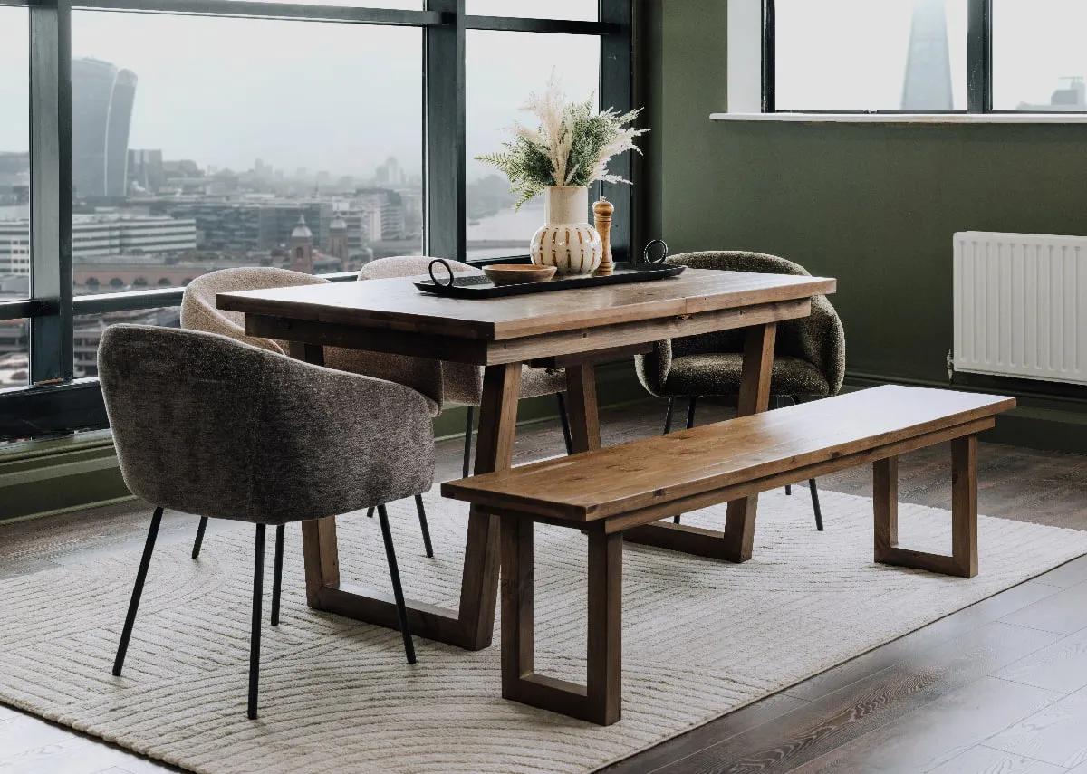 140cm - 180cm Cashew Reclaimed Extendable Dining Table - Ladder