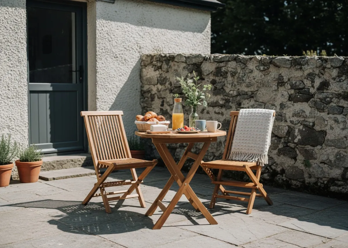 Set of 2 Teak Folding Chairs & Table - Lagos