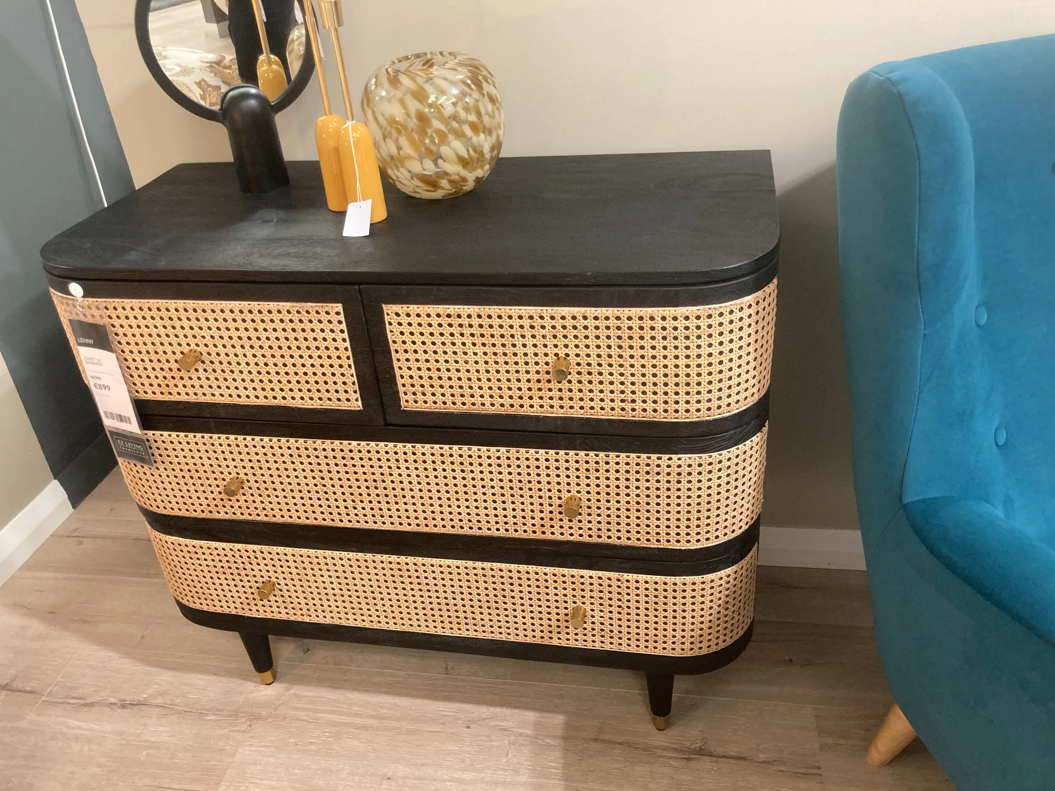 Lenny 4 Drawer Black Mango Chest (Clonmel Floor Model)