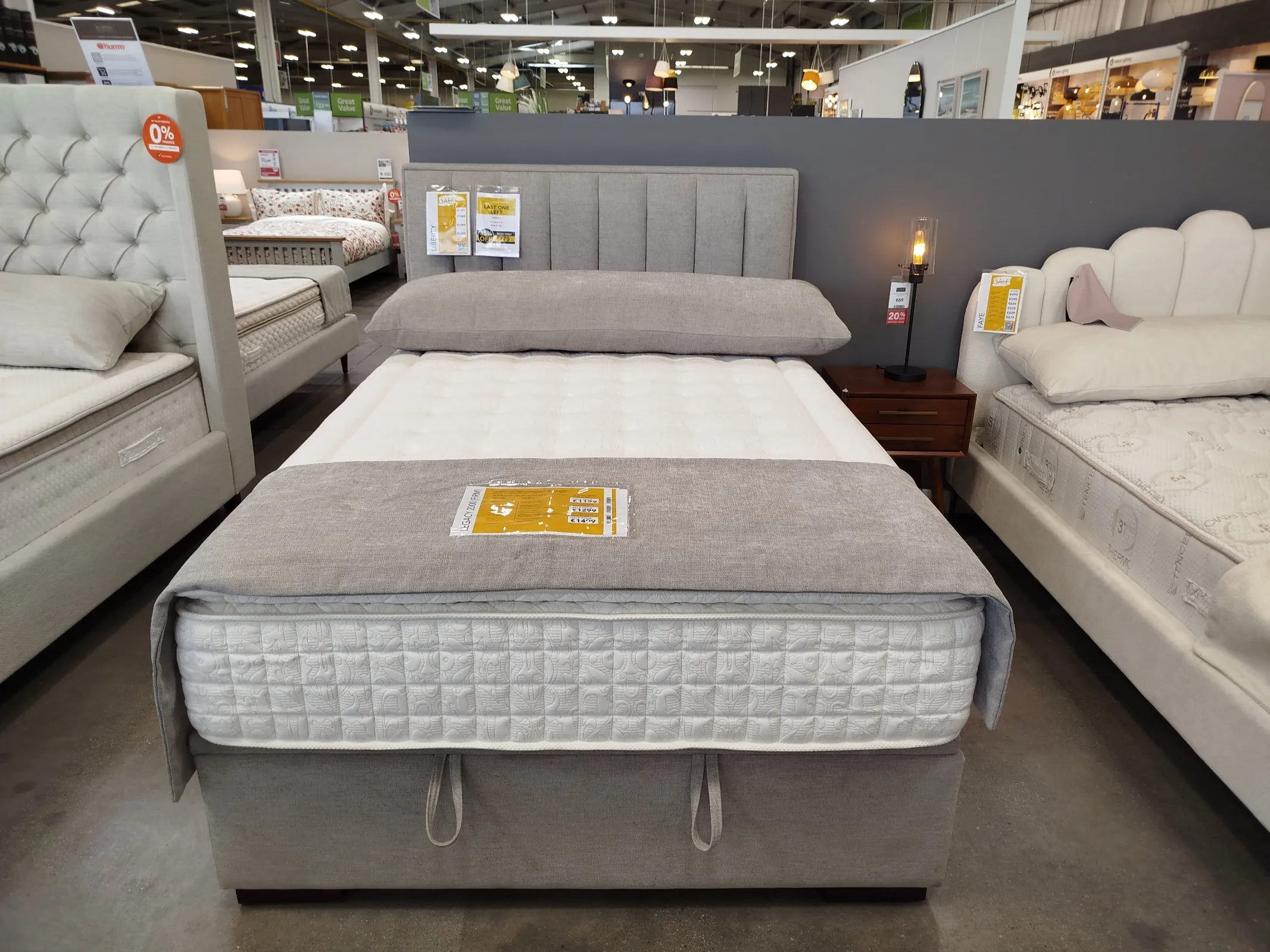 Liberty Double (4ft 6) Grey Fabric Ottoman Bed (Naas Road Floor Model)
