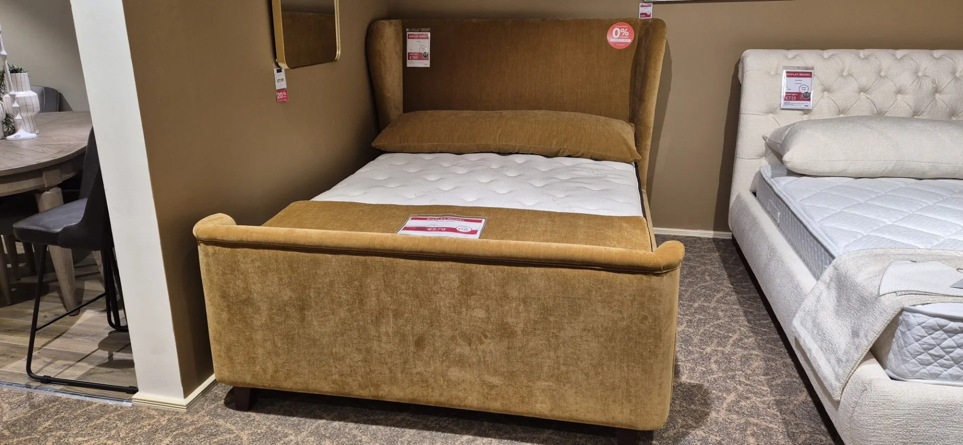 Maison King Size (5ft) Gold Velvet Bed Frame (Sligo Floor Model)