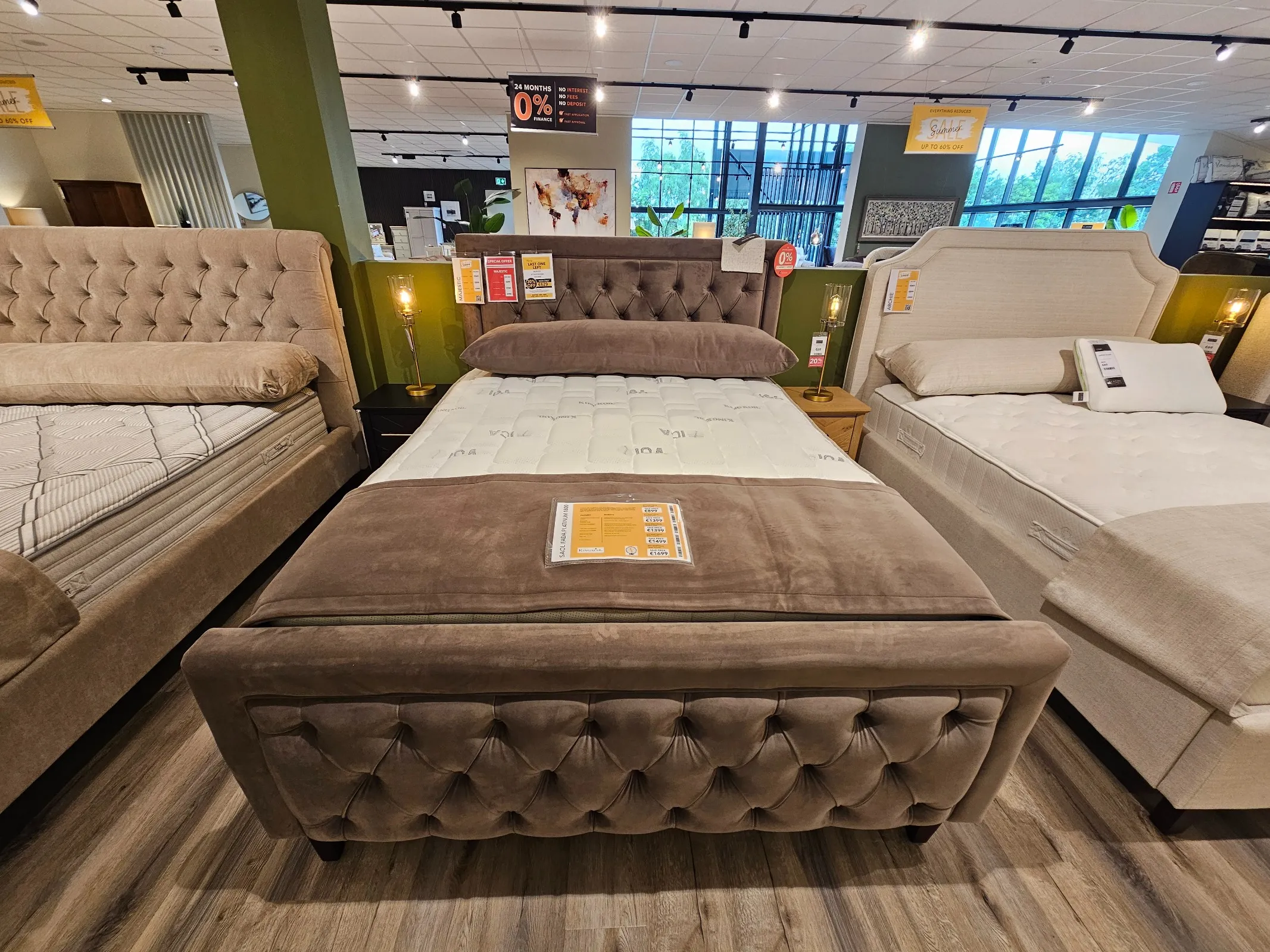 Majestic King Size (5ft) Taupe Velvet Bed Frame (Athlone Floor Model)