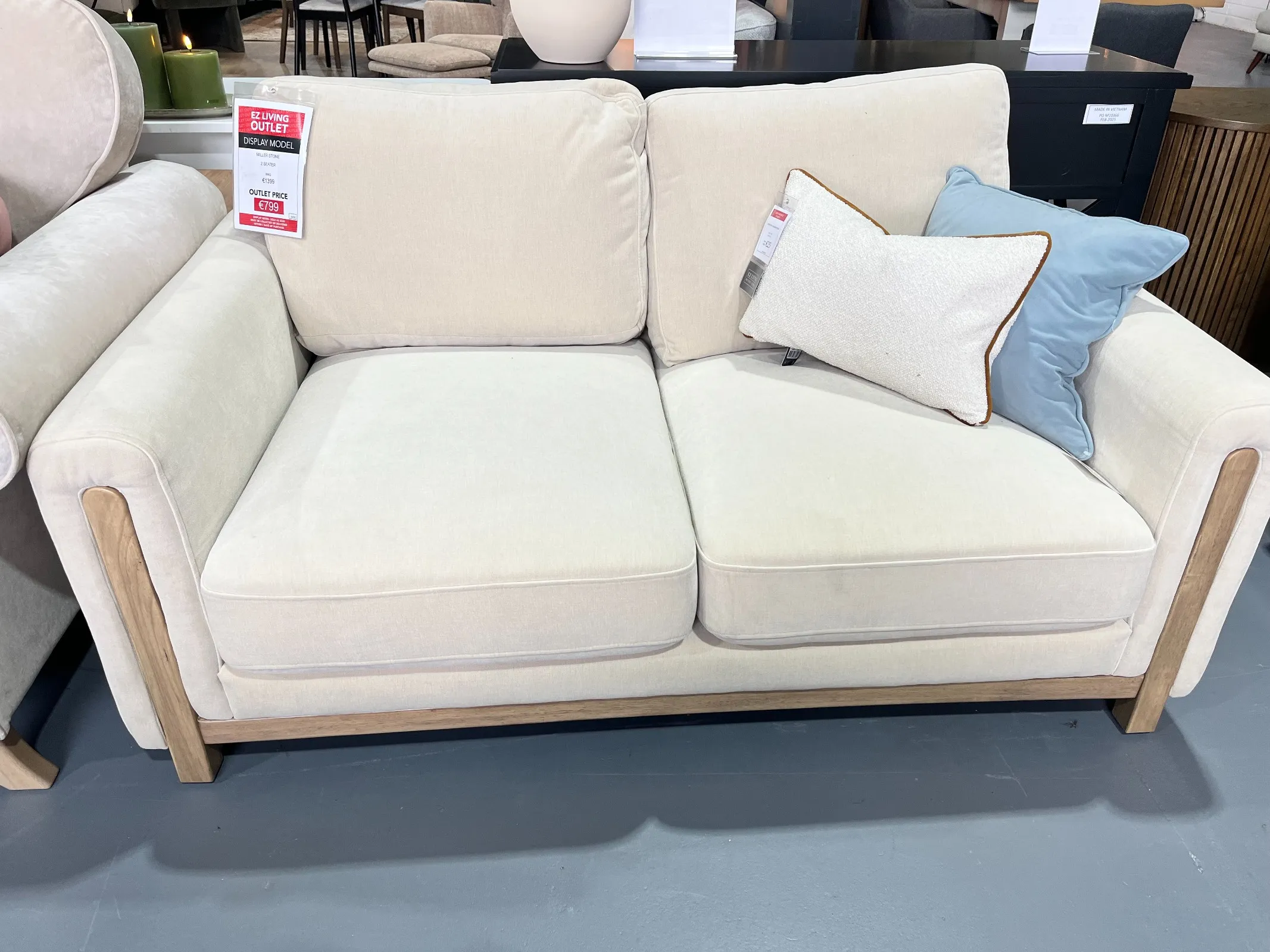 Miller 2 Seater Cream Fabric Sofa (Malahide Rd Floor Model)