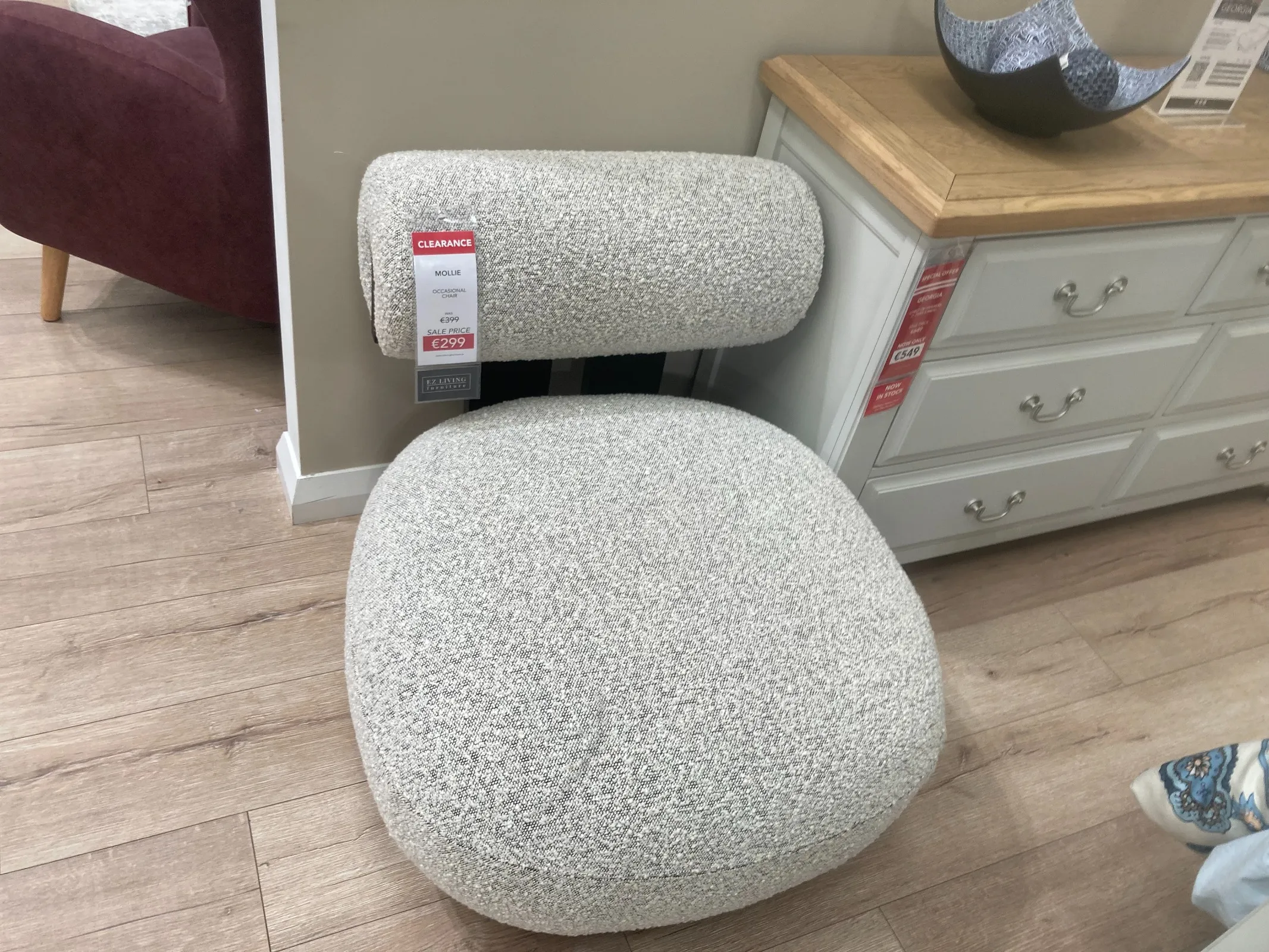 Mollie Off-White Boucle Occasional Chair (Clonmel Floor Model)