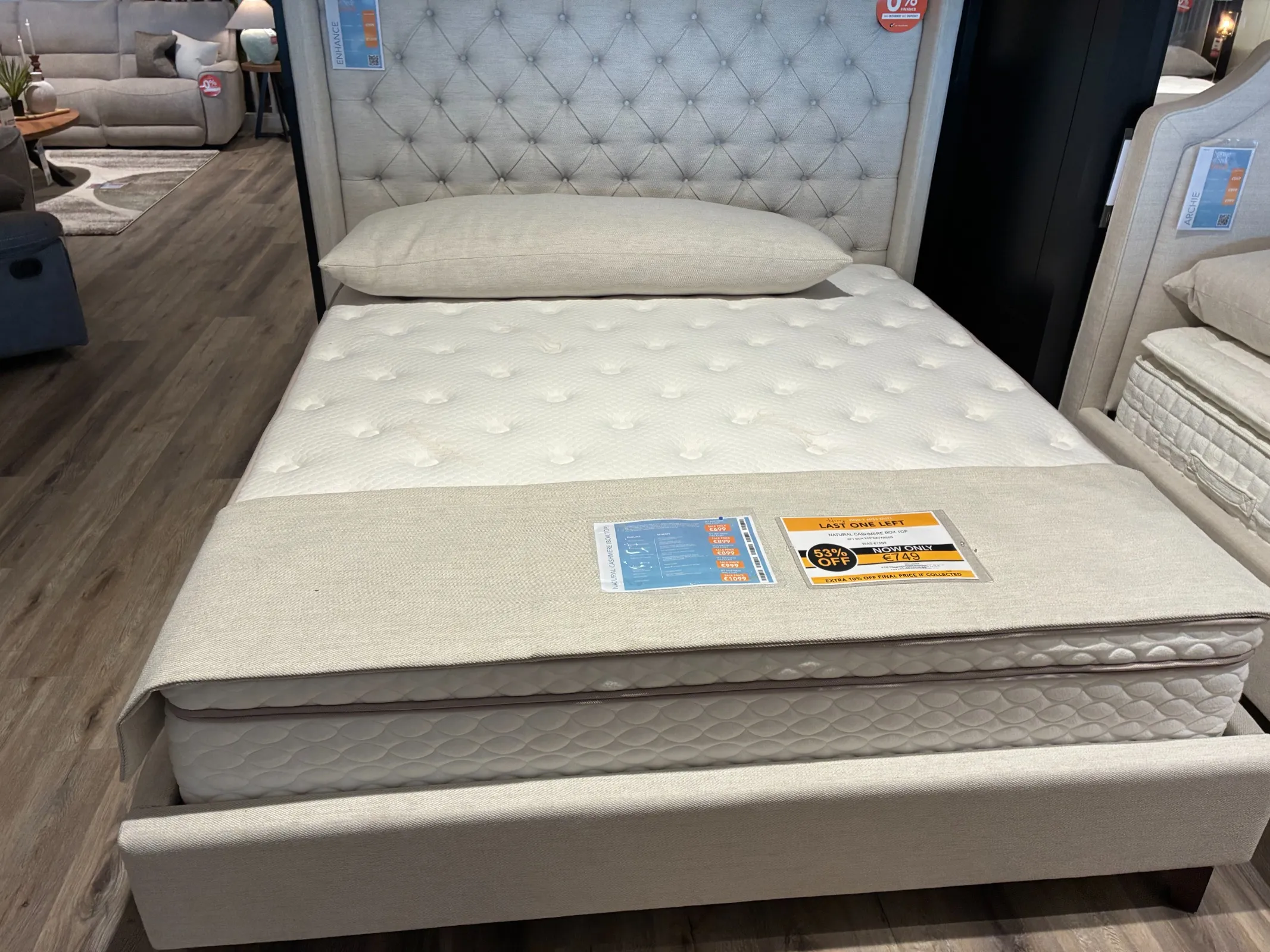 Natural Cashmere Super King (6ft) Box Top Mattress (Carlow Floor Model)