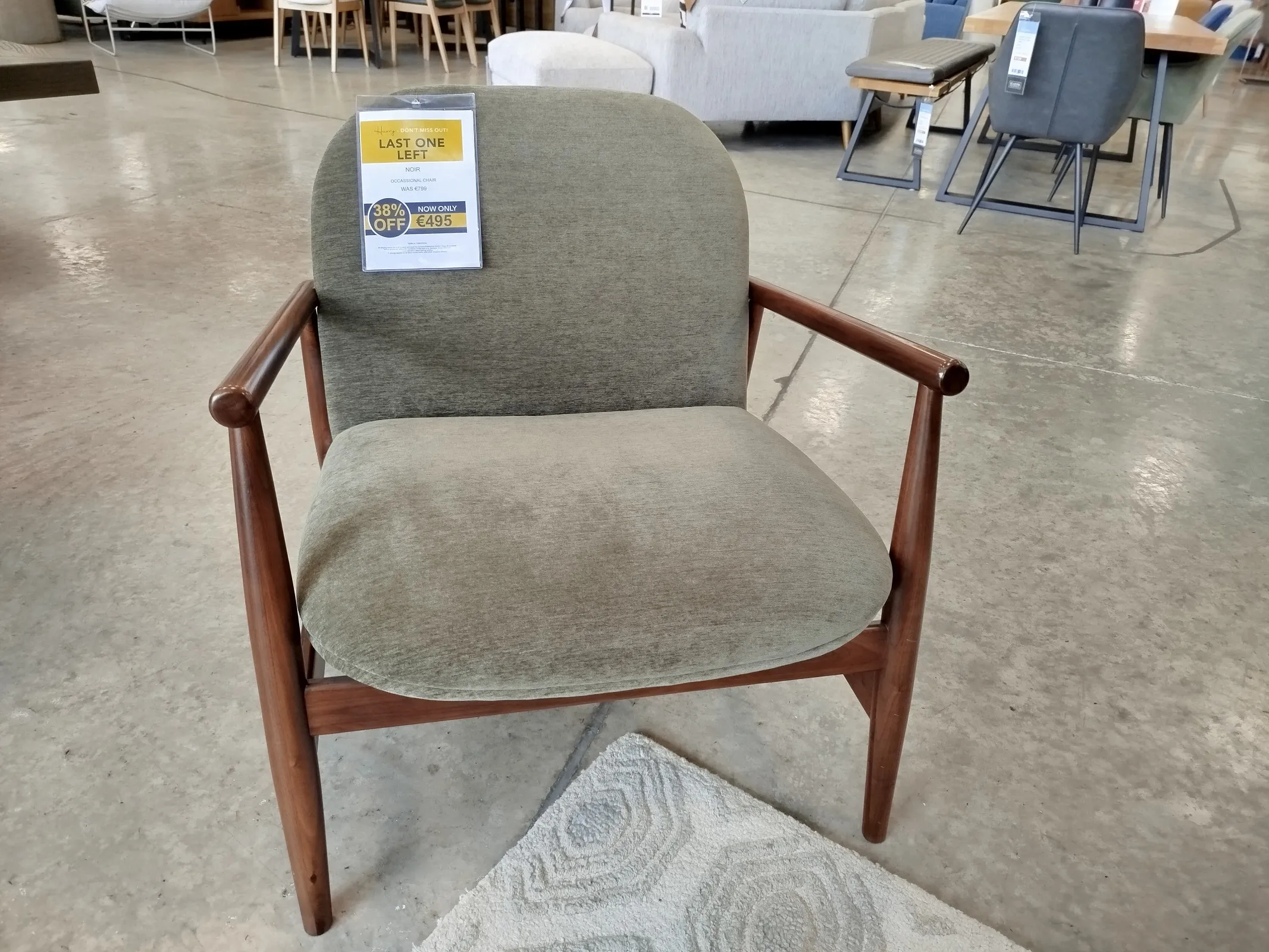 Noir Green Fabric Lounge Chair (Naas Road Floor Model)