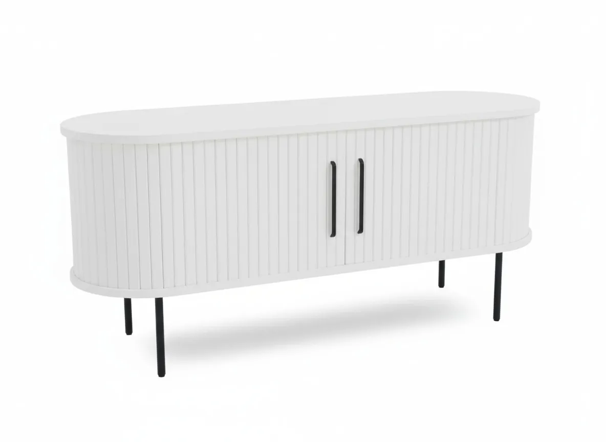 2 Door White Oak Tambour TV Unit - Nola