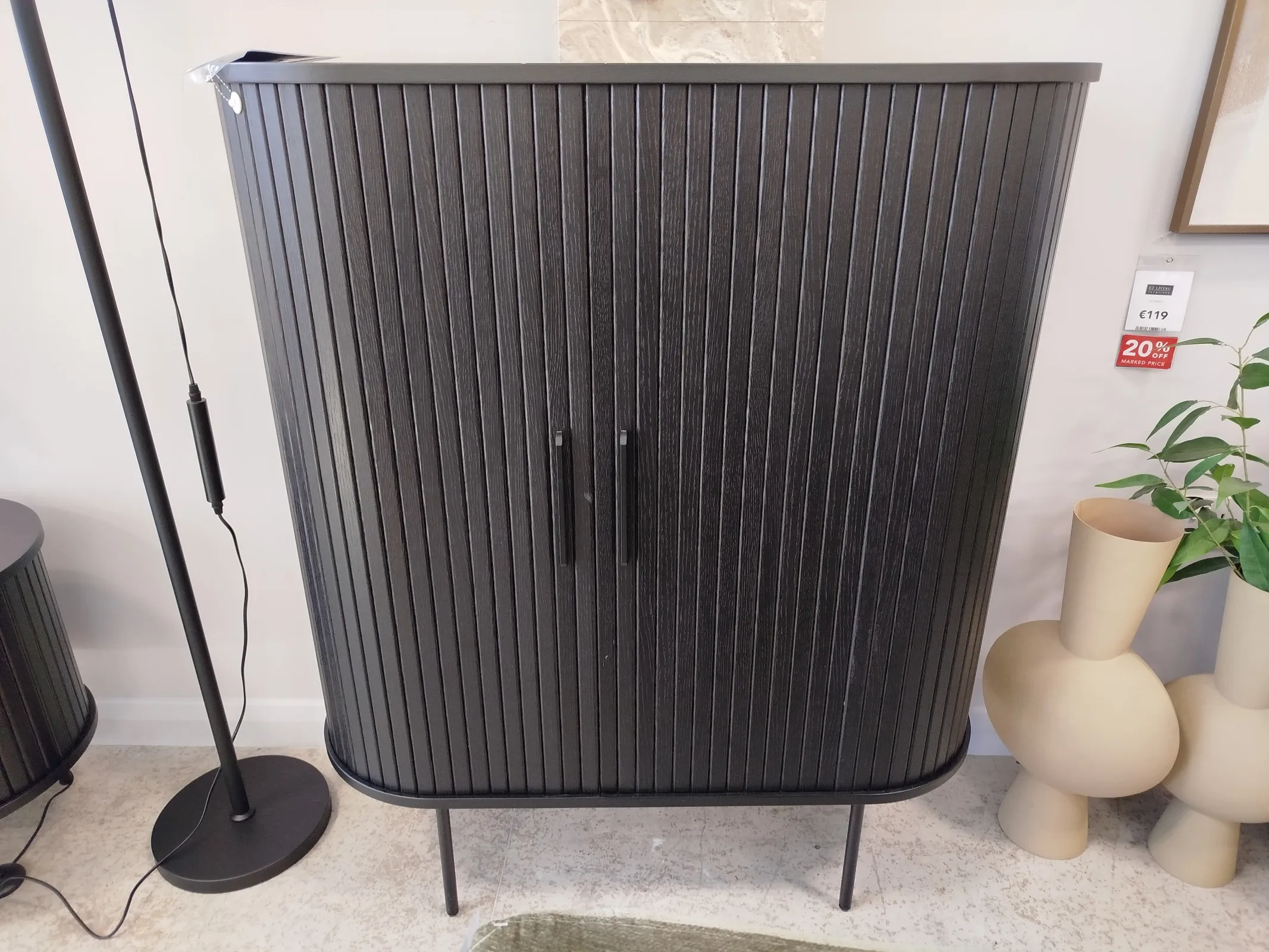 Nola 2 Door Black Oak Tambour Cabinet (Naas Road Floor Model)