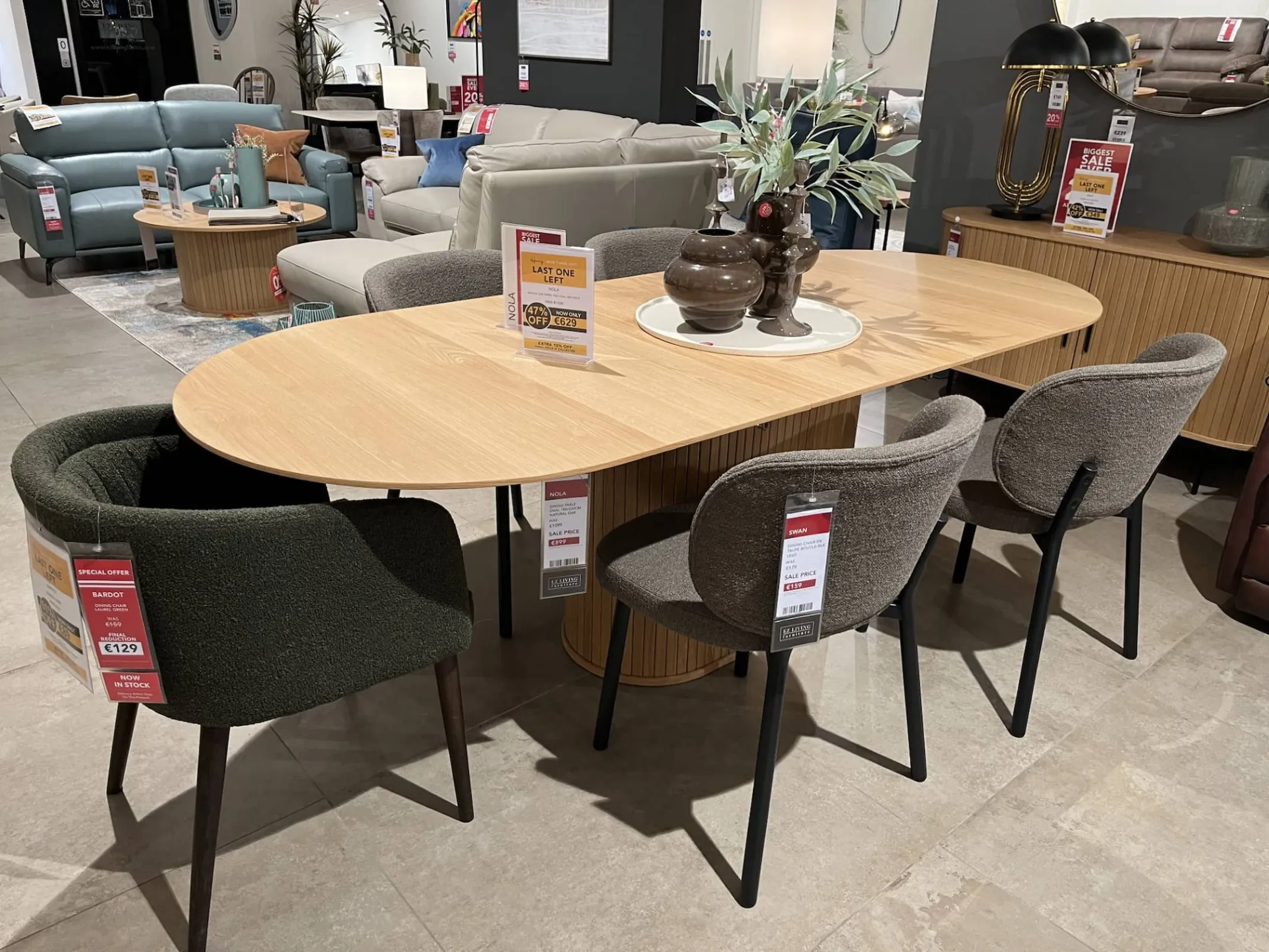 Nola Natural Oak Oval Extendable Dining Table (Carlow Floor Model)