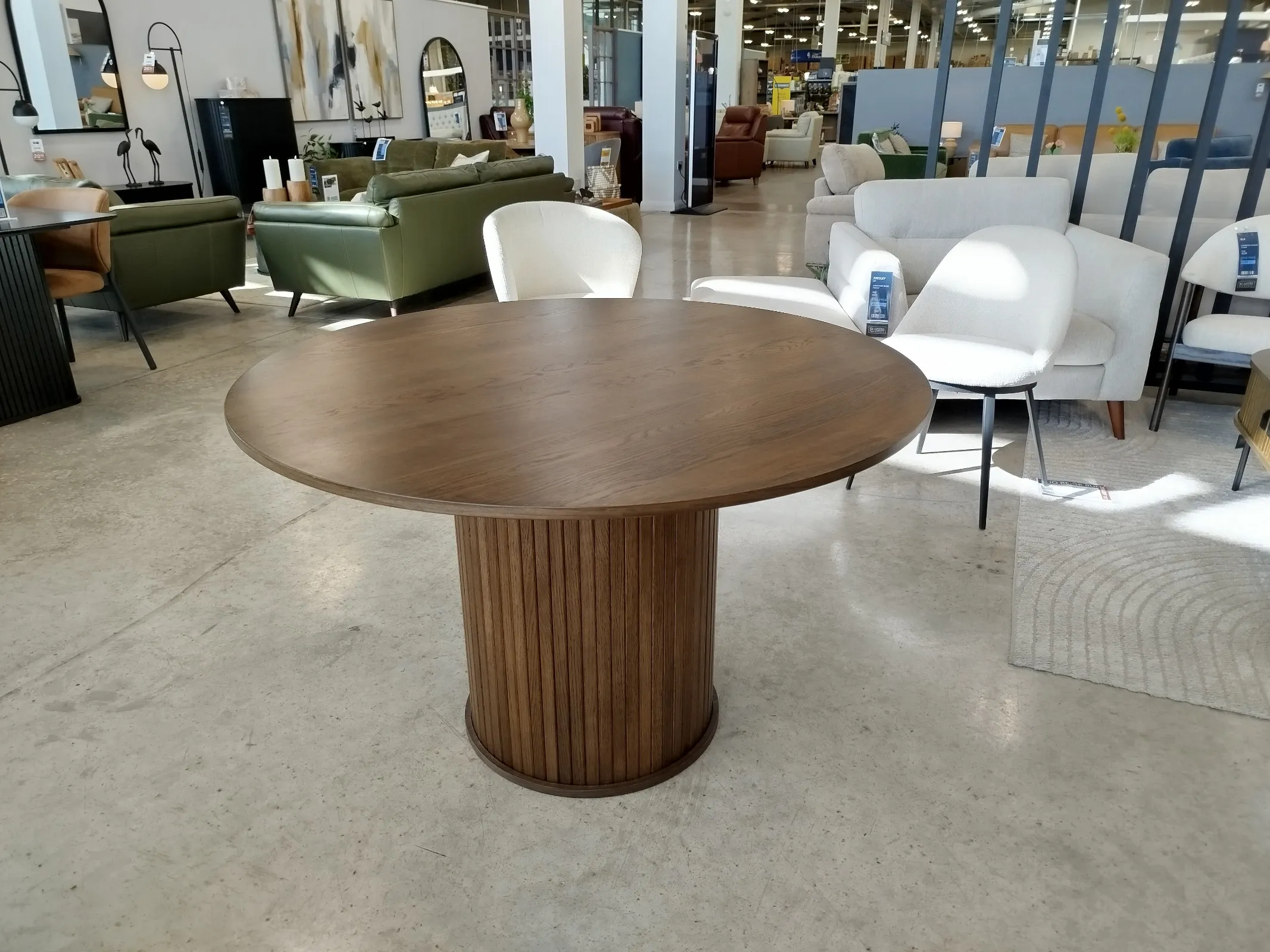 Nola 120cm Smoked Oak Round Dining Table (Naas Road Floor Model)