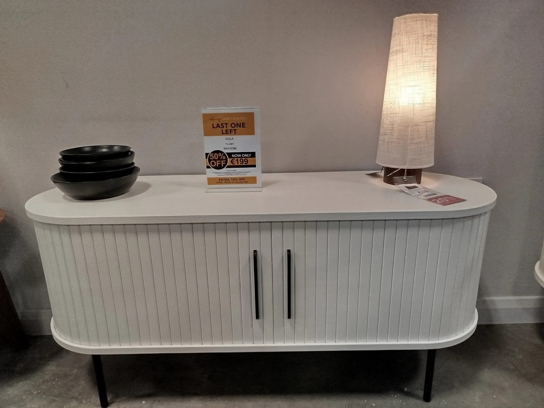 Nola 2 Door White Oak Tambour TV Unit (Naas Road Floor Model)