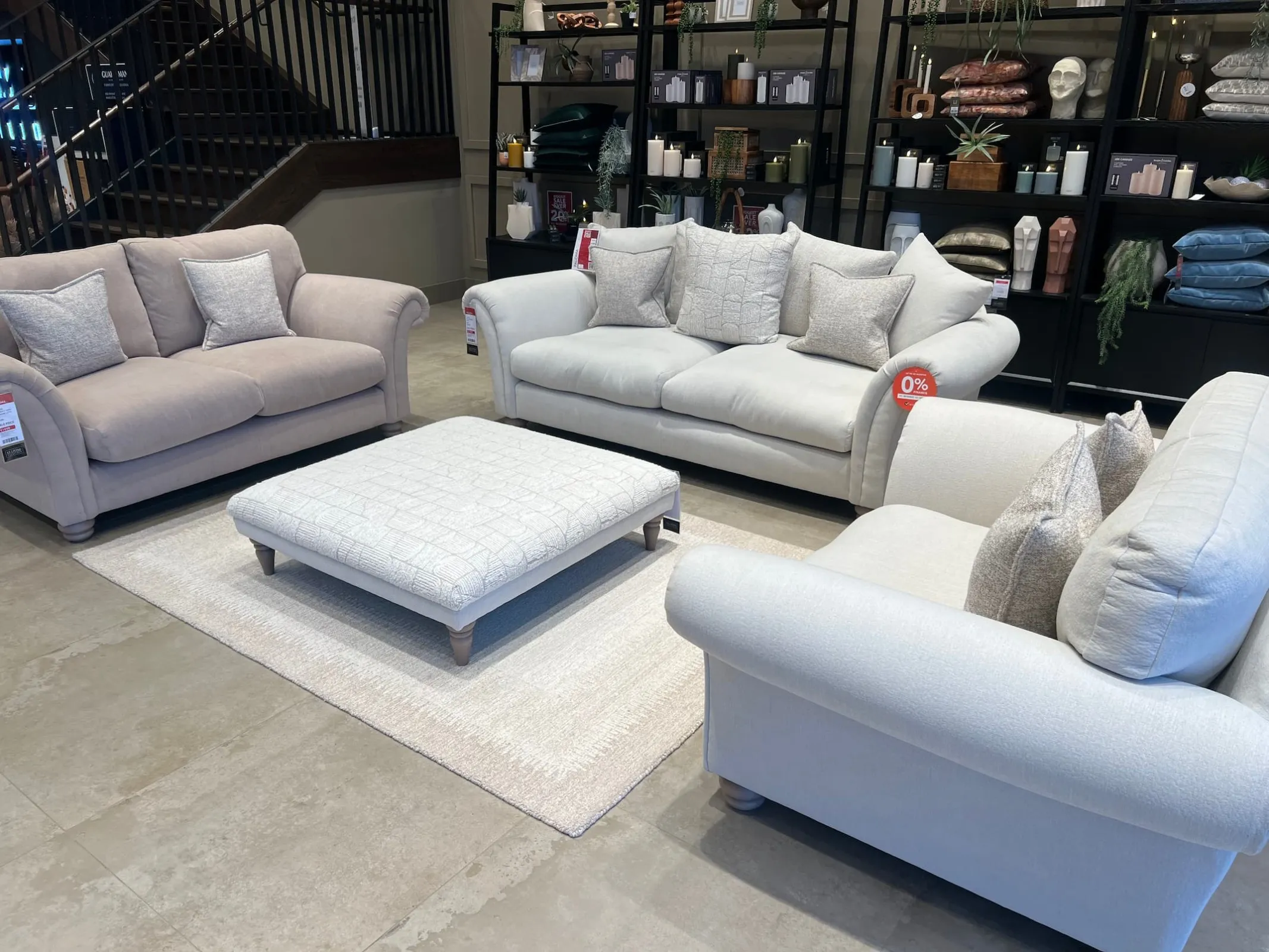 Paloma Large Pillowback Sofa, Medium Highback Sofa, Cuddler & Footstool (Cavan Floor Model)
