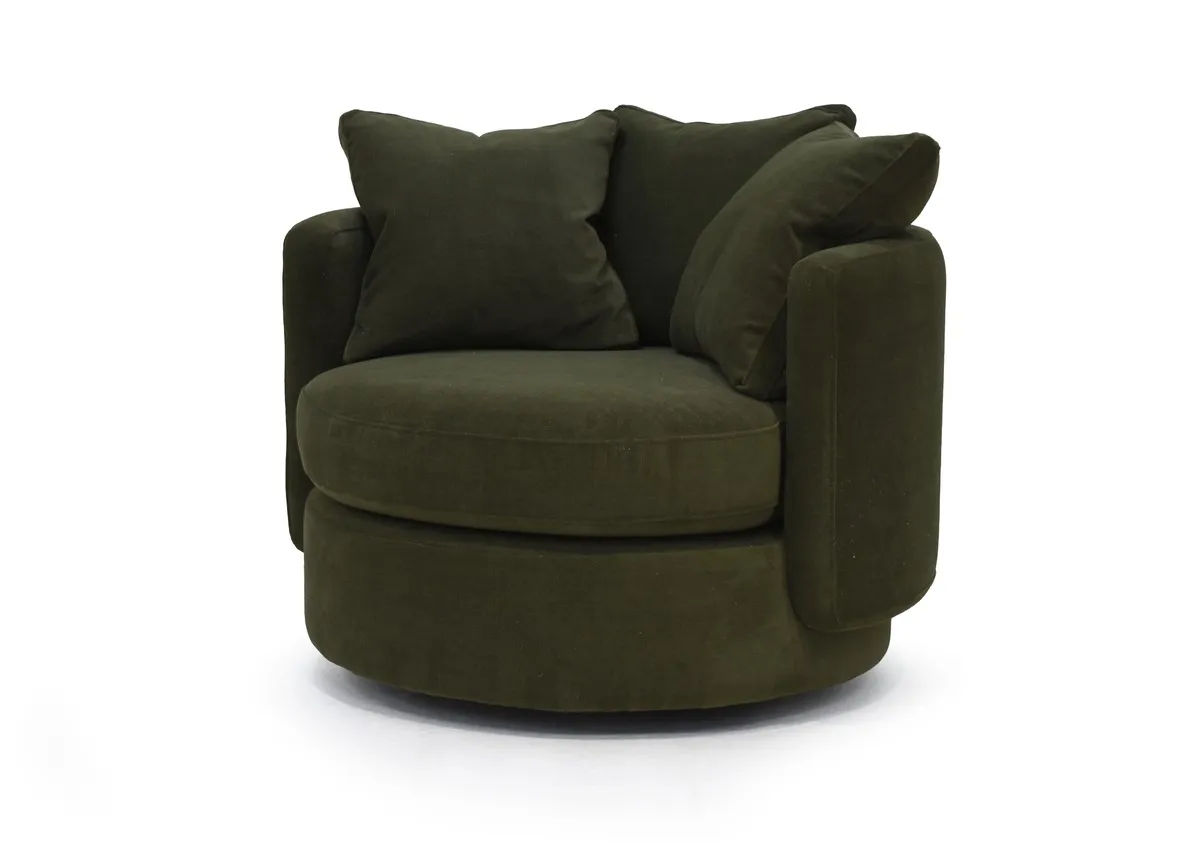 Small Green Fabric Swivel Chair - Piccadilly By Vogue