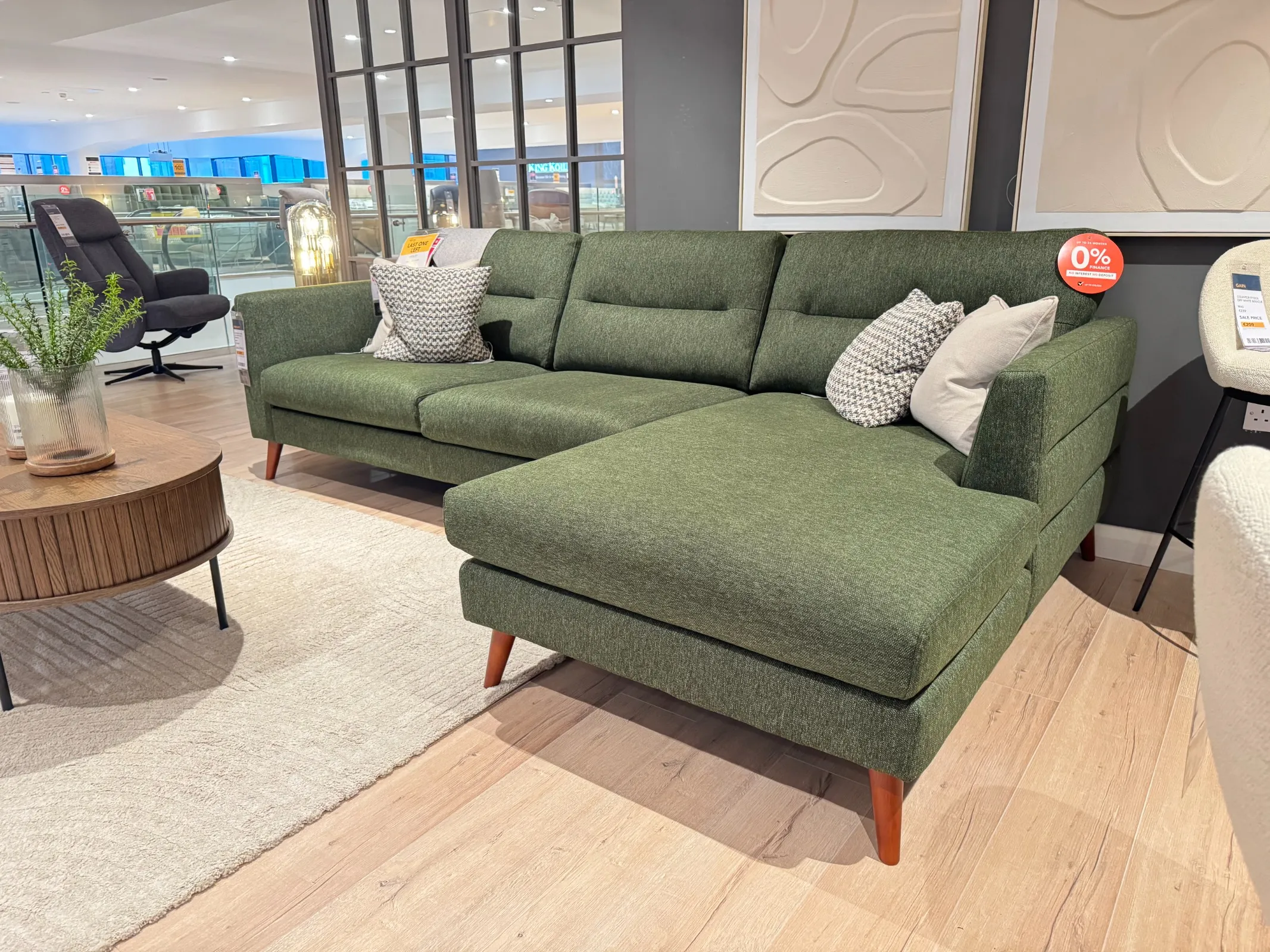 Presley Green Fabric RHF Corner Chaise (Tallaght Floor Model)