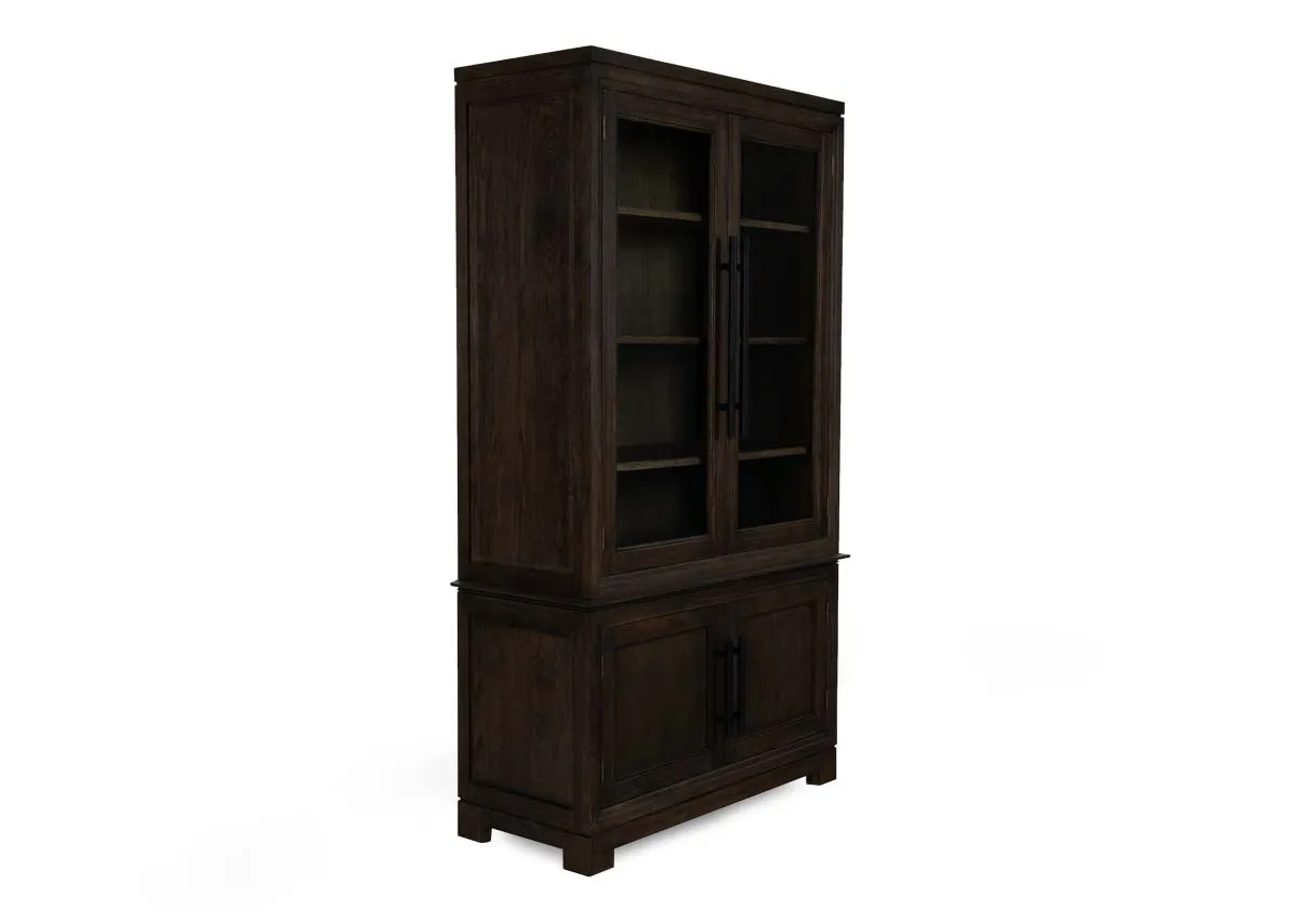 4 Door Brown Oak Display Cabinet - Belleek