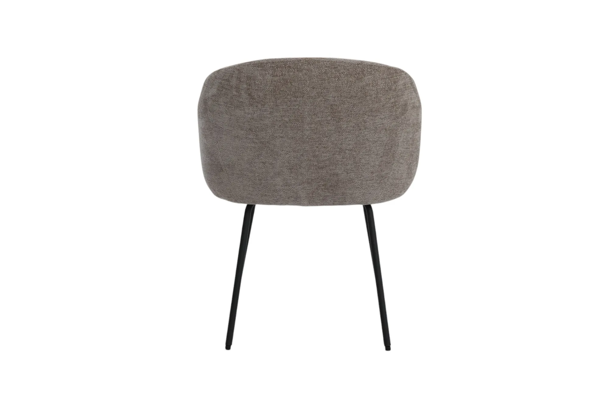 A cream fabric dining cahri with metal legs from EZ Livings Rotterdam range. Back view