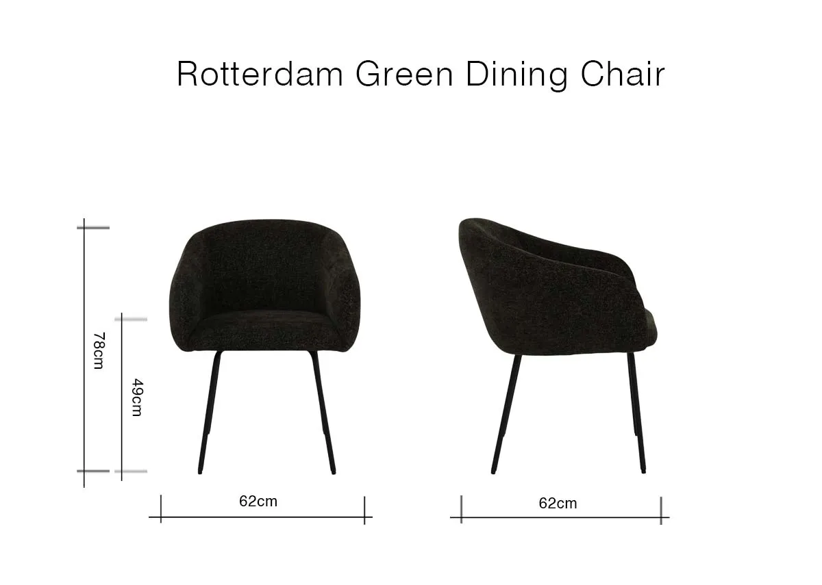 A dimension image of the Rotterdam Chair with 62cm x 78cm
