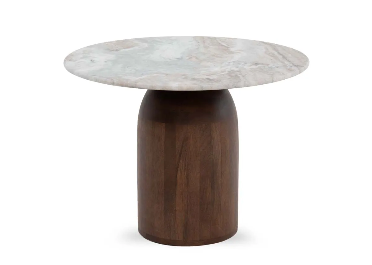 Medium Brown & Enamel Top Side Table - Slade