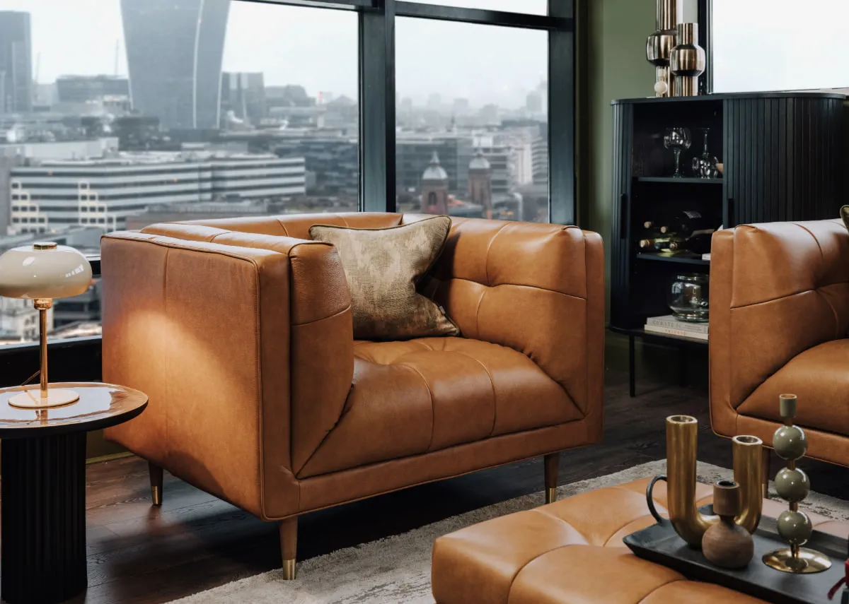 Tan Leather Armchair - Grace