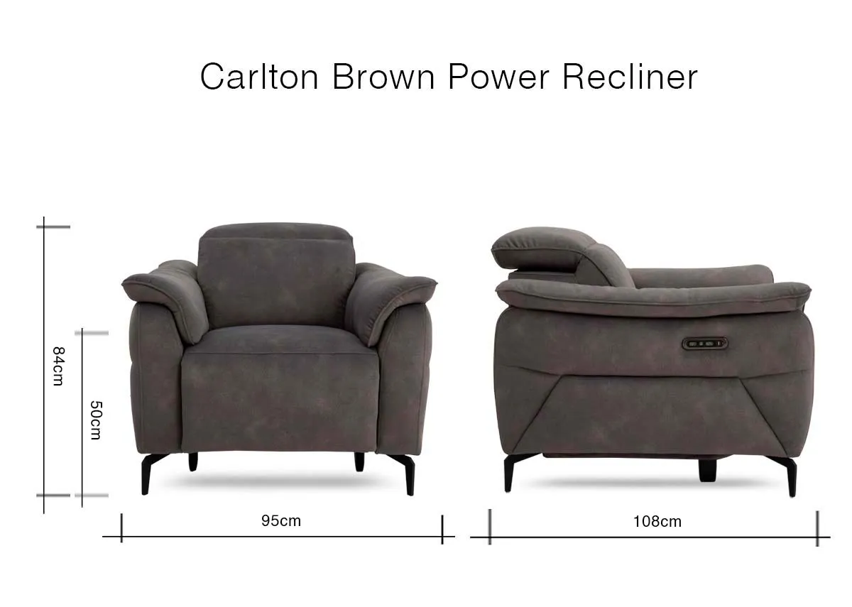 A dimension image of the Carlton Recliner with 95cm x 108cm x 84cm