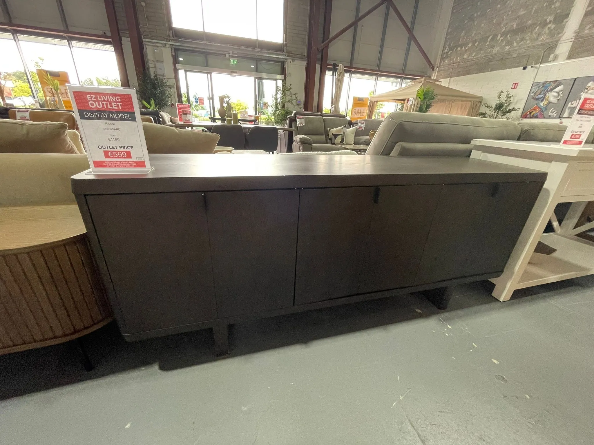 Rimini 3 Door Dark Brown Sideboard (Ashbourne Floor Model)