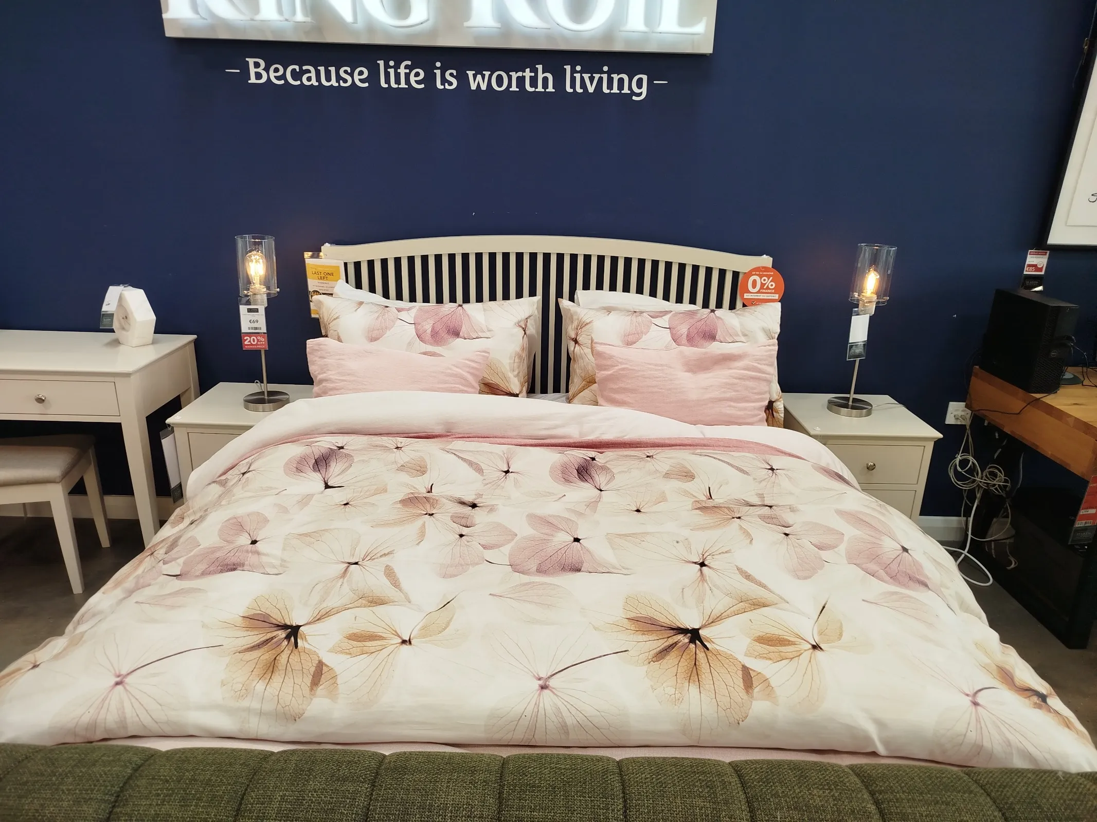 Rivendale King Size (5 ft) Grey Bed Frame & 2 x Three Drawer Grey Bedside Locker (Naas Rd Floor Model)