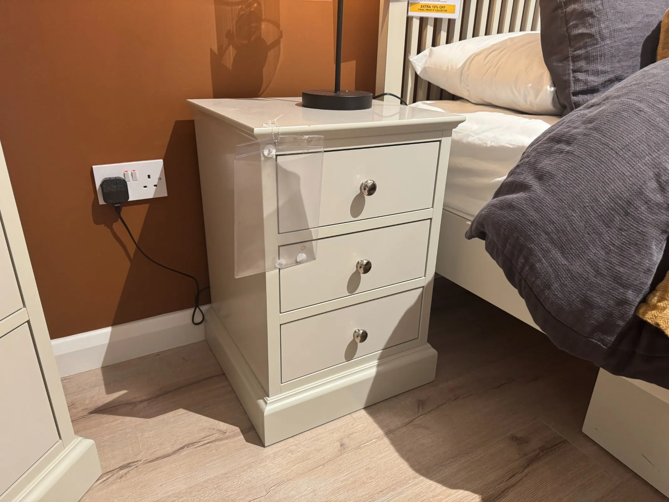 Rivendale Three Drawer Grey Bedside Locker (Tallaght Floor Model)