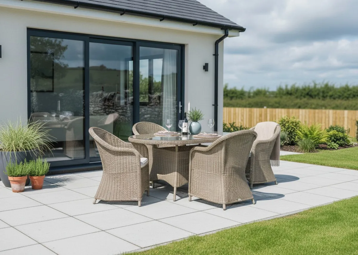 Seville 230cm Oval Dining Table & 4 Round Back Chairs Set