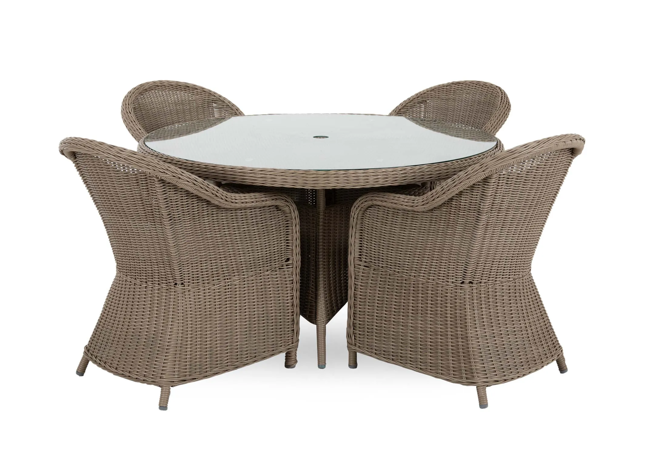 Seville Round Dining Table & 4 Round Back Chairs Set