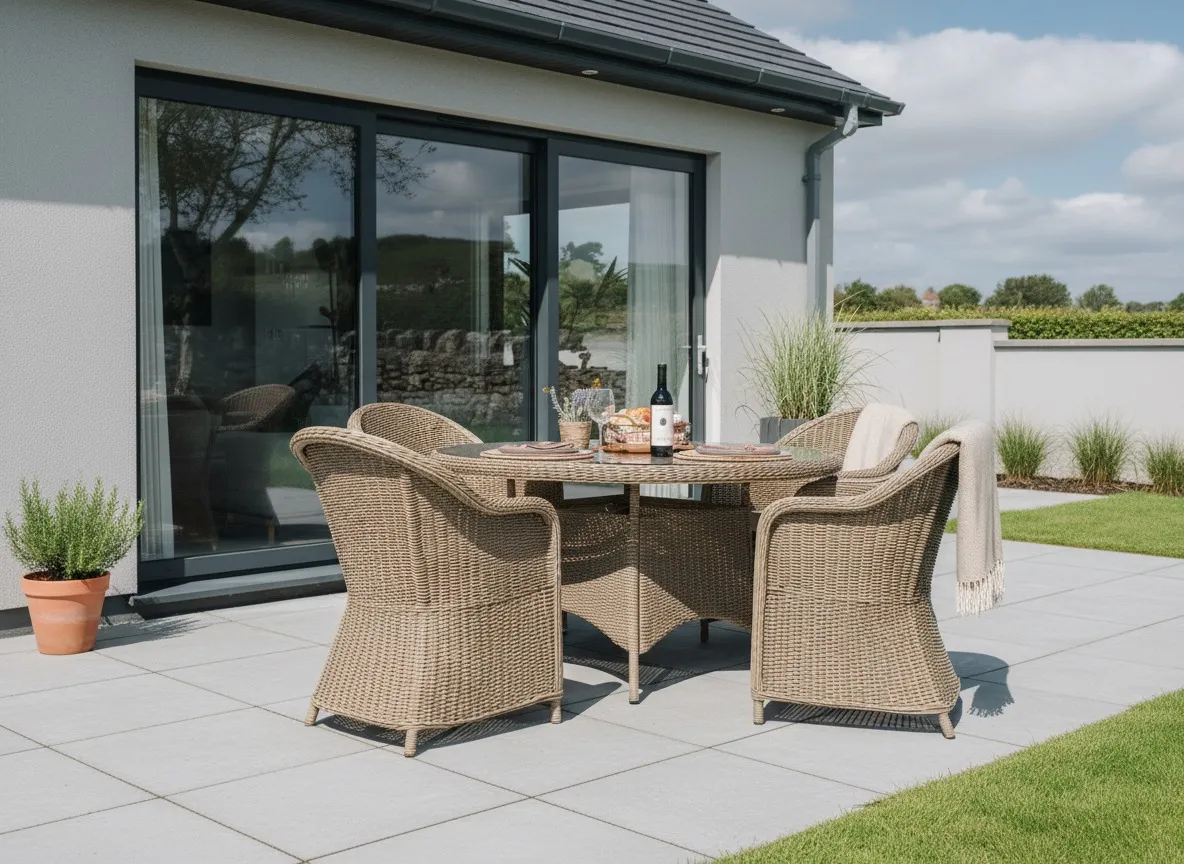 Seville Round Dining Table & 4 Round Back Chairs Set