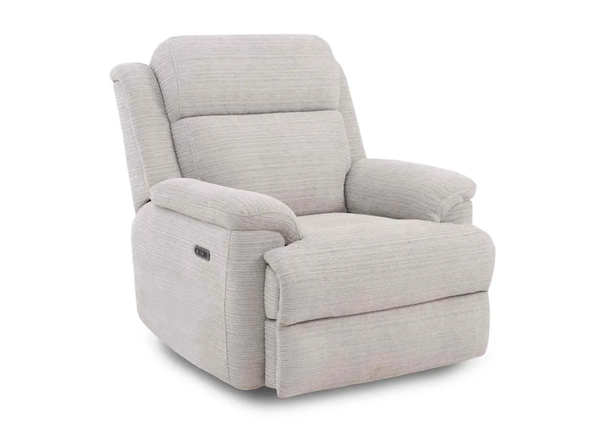 Silver Fabric Power Recliner - Embrace