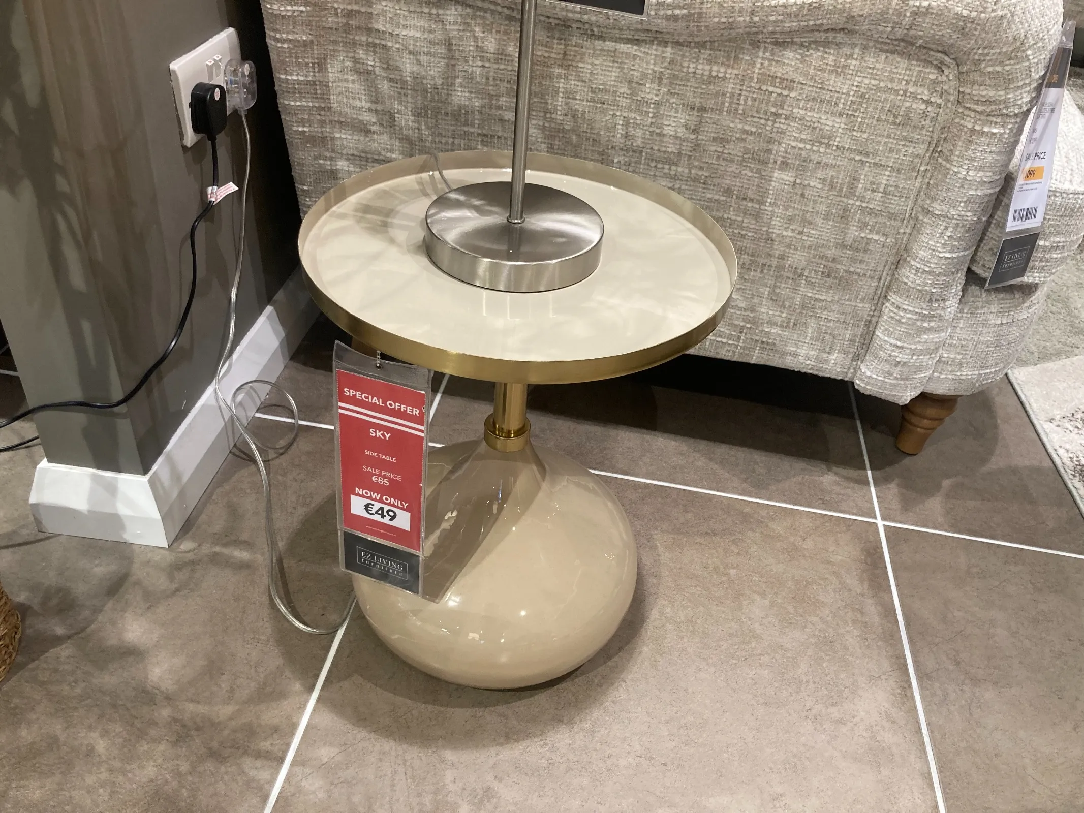 Sky Taupe Plate Side Table (Clonmel Floor Model)