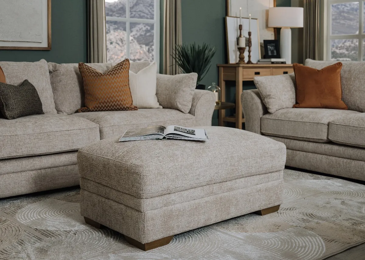 Large Beige Footstool - Skyline