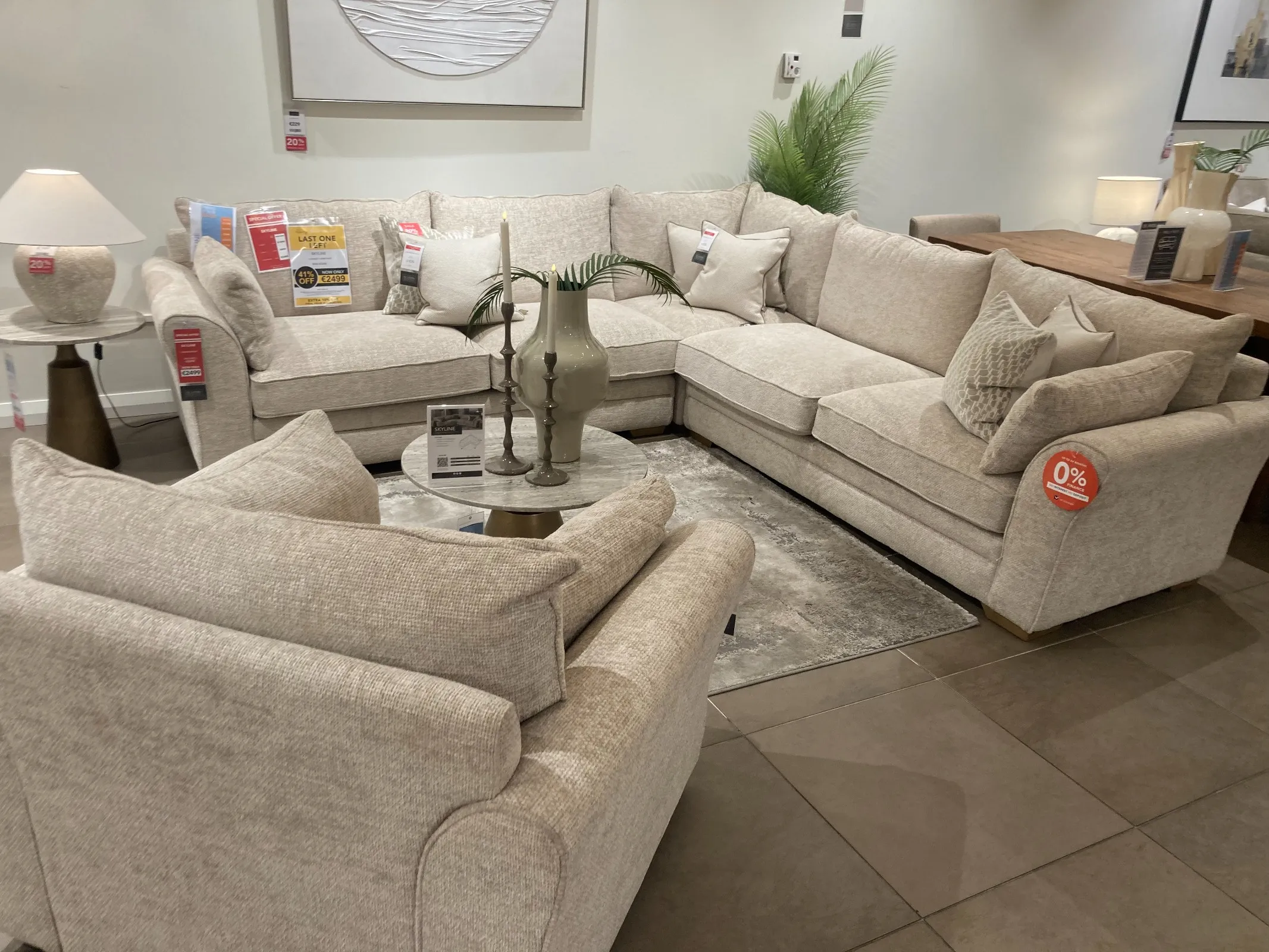Skyline Beige Fabric Corner Sofa (Clonmel Floor Model)