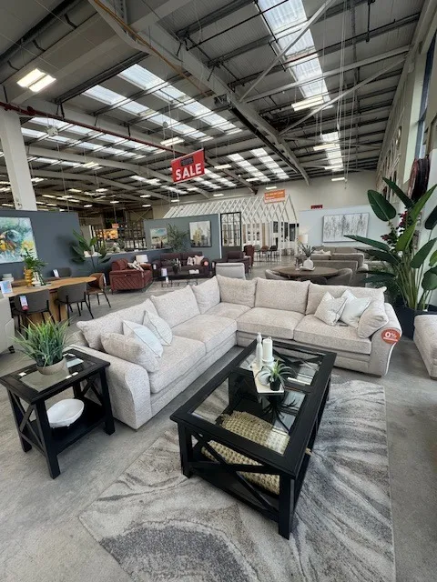 Skyline - Beige Fabric Sofa & Beige Fabric Footstool (Tullamore Floor Model)